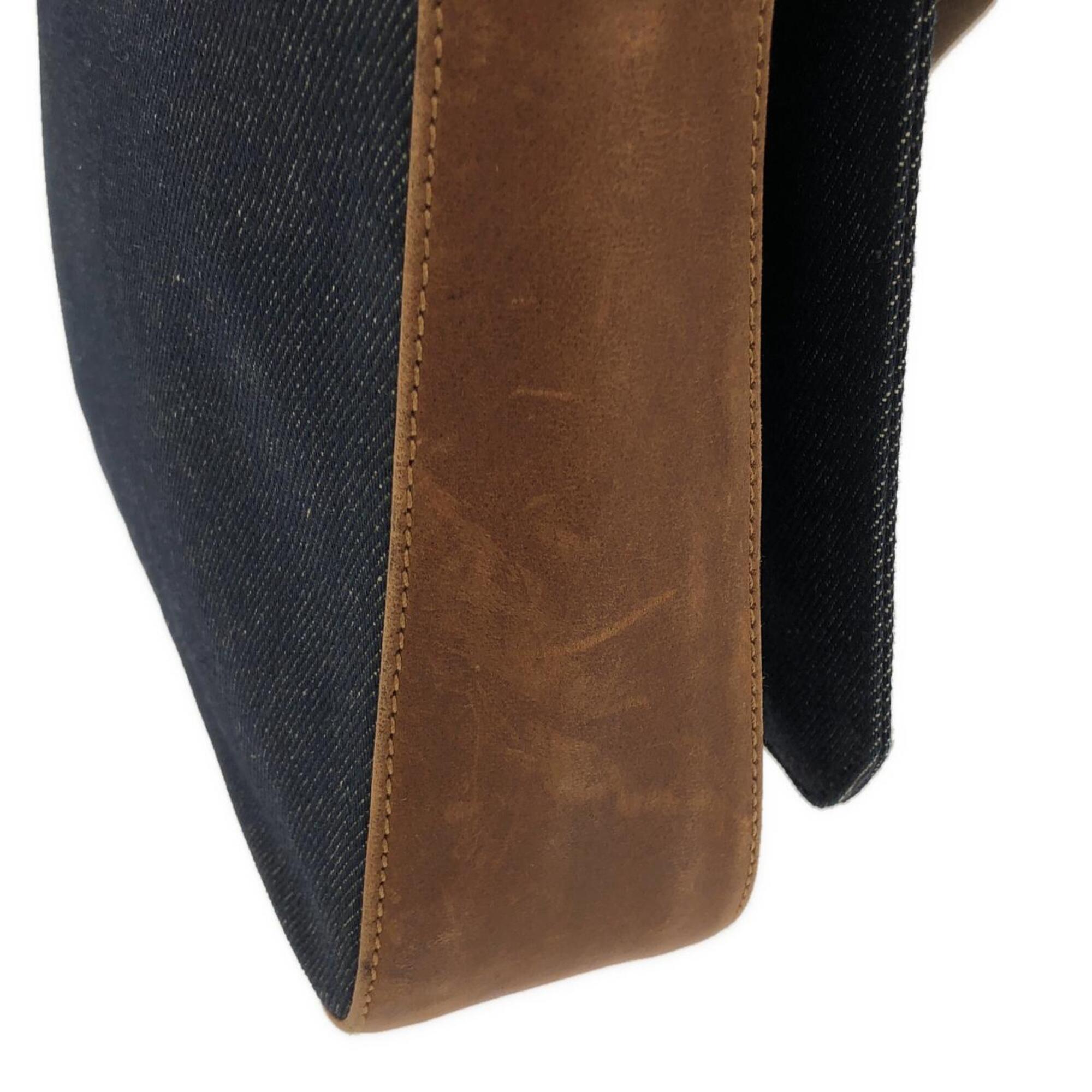 Christian Dior Blue Brown Denim Leather Shoulder Bag (Pre-Owned)