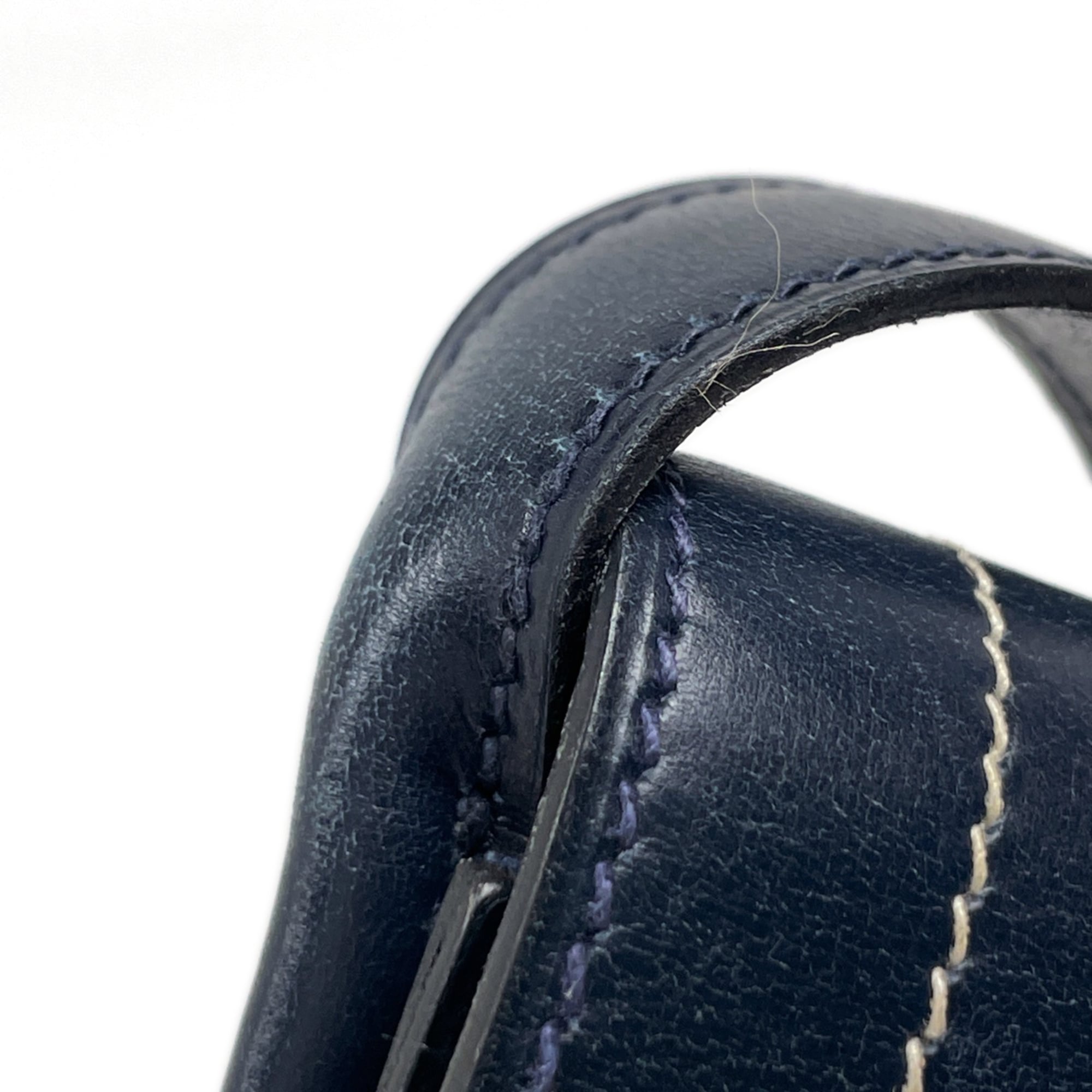Hermes Blue Indigo Box Calf Leather Shoulder Bag (Pre-Owned)