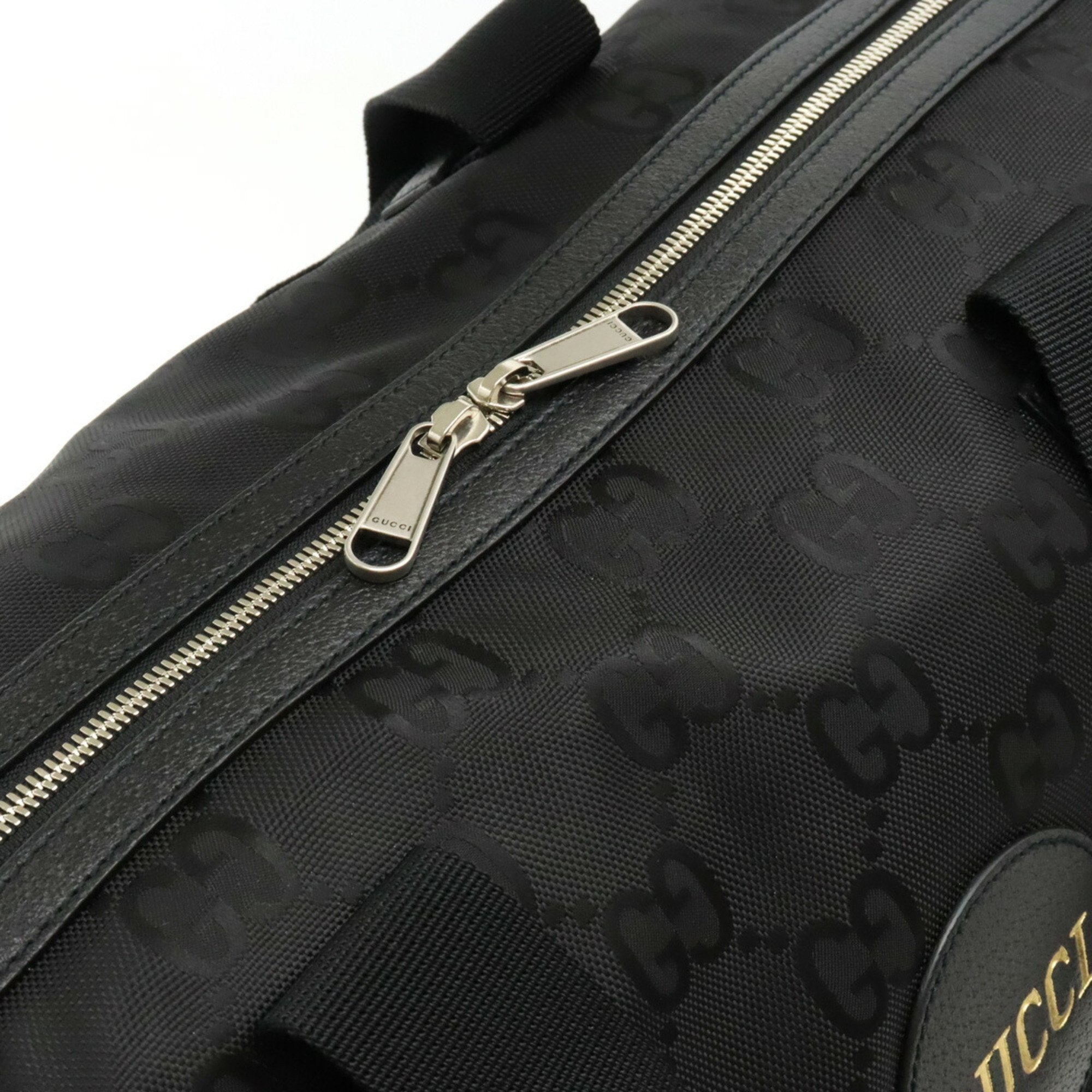 Gucci Black Nylon Canvas Leather Boston Bag Shoulder Bag (Pre-Owned)