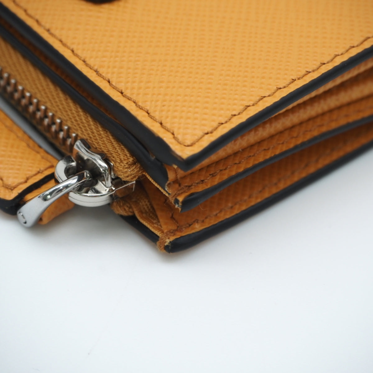 Prada Orange Saffiano Triangle Wallet (Bi-Fold) (Pre-Owned)