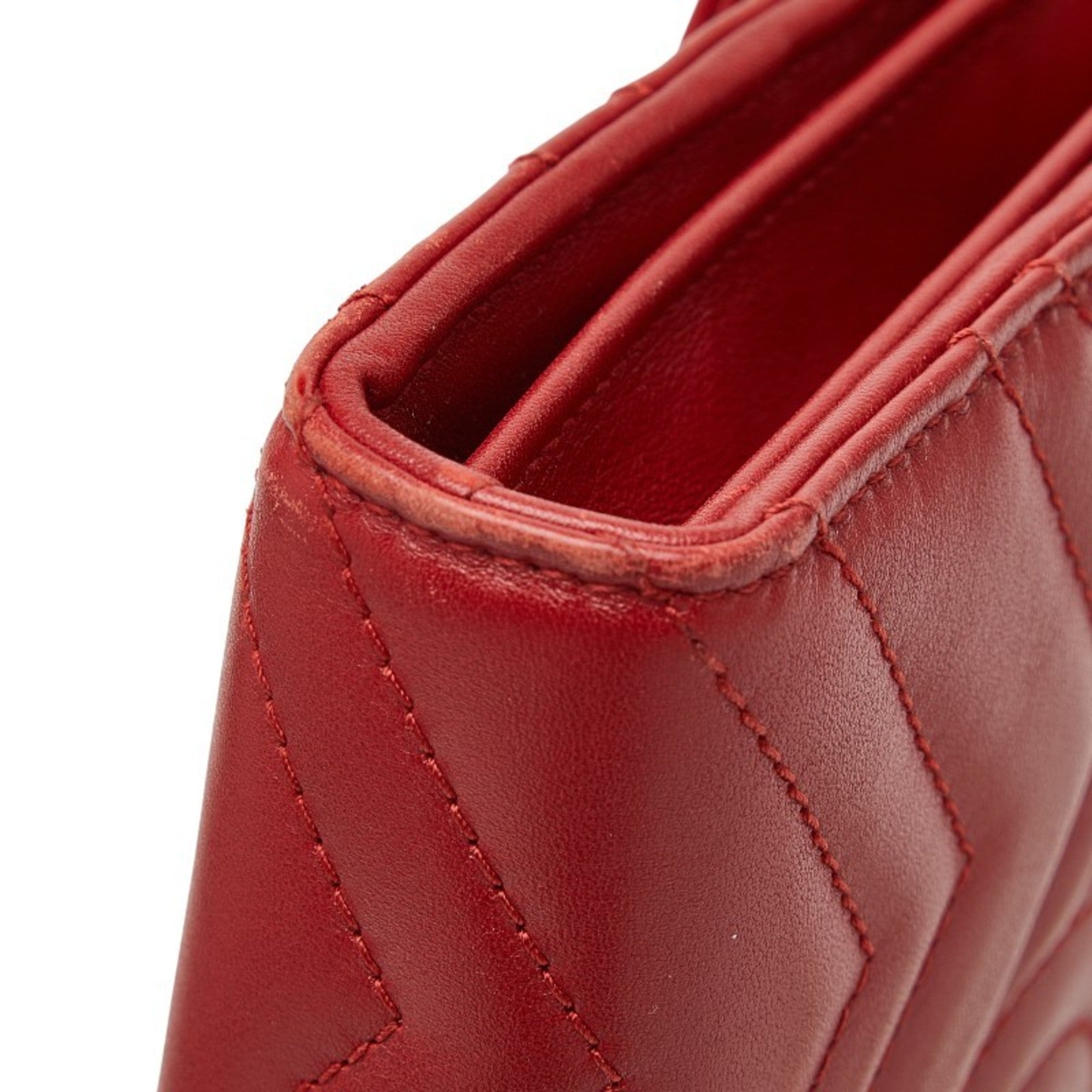 Gucci Red Color Leather Shoulder Bag (Pre-Owned)