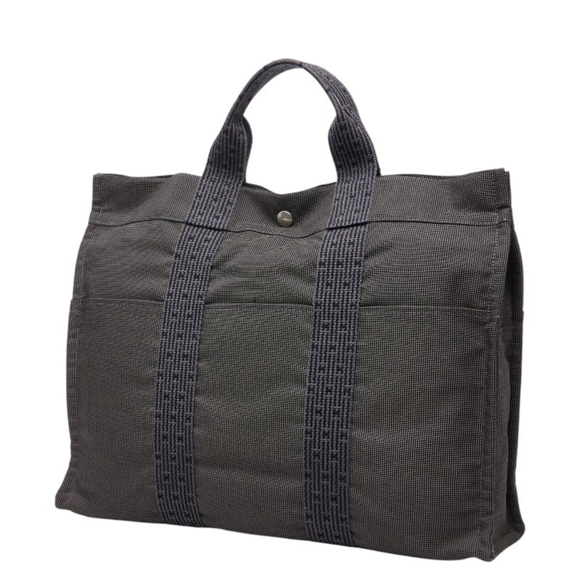 Hermes Gray Canvas Handbag Tote Bag (Pre-Owned)