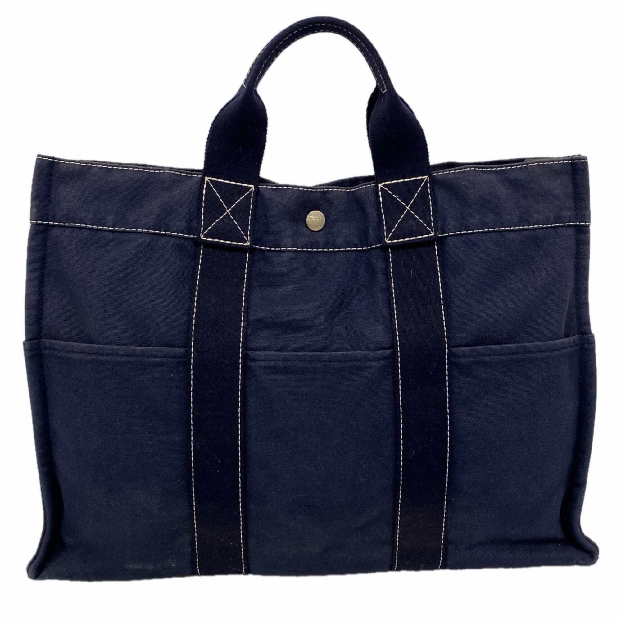 Hermes Navy Canvas Tote Bag (Pre-Owned)