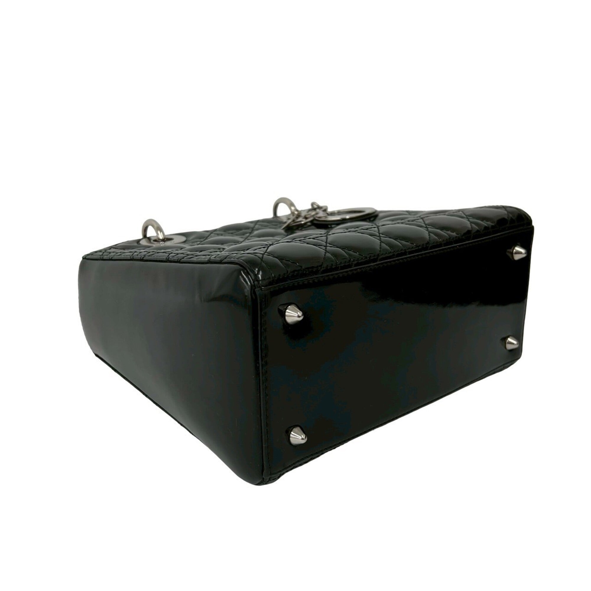 Christian Dior Black Patent Leather Handbag Shoulder Bag (Pre-Owned)
