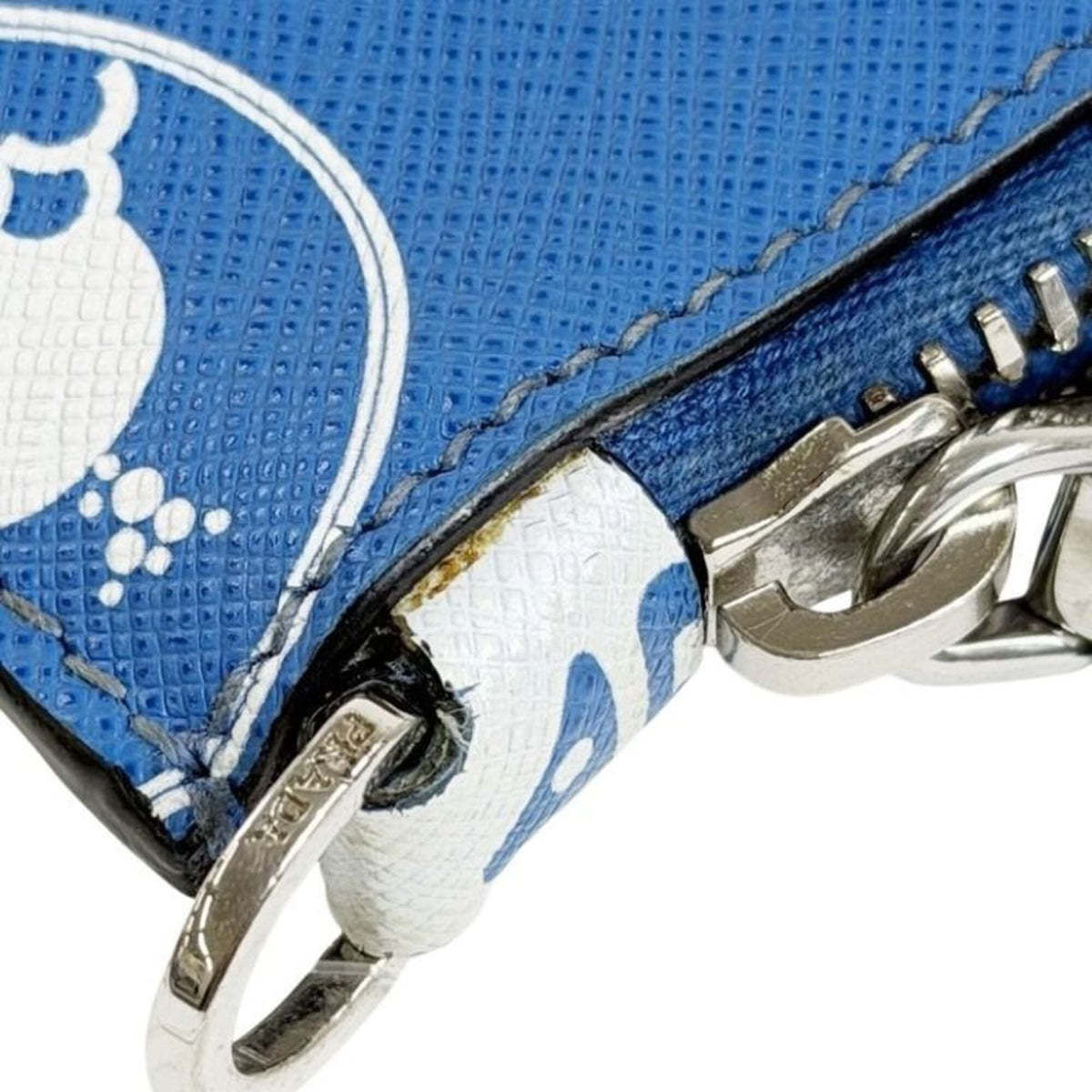 Prada Blue White Saffiano Shoulder Bag (Pre-Owned)