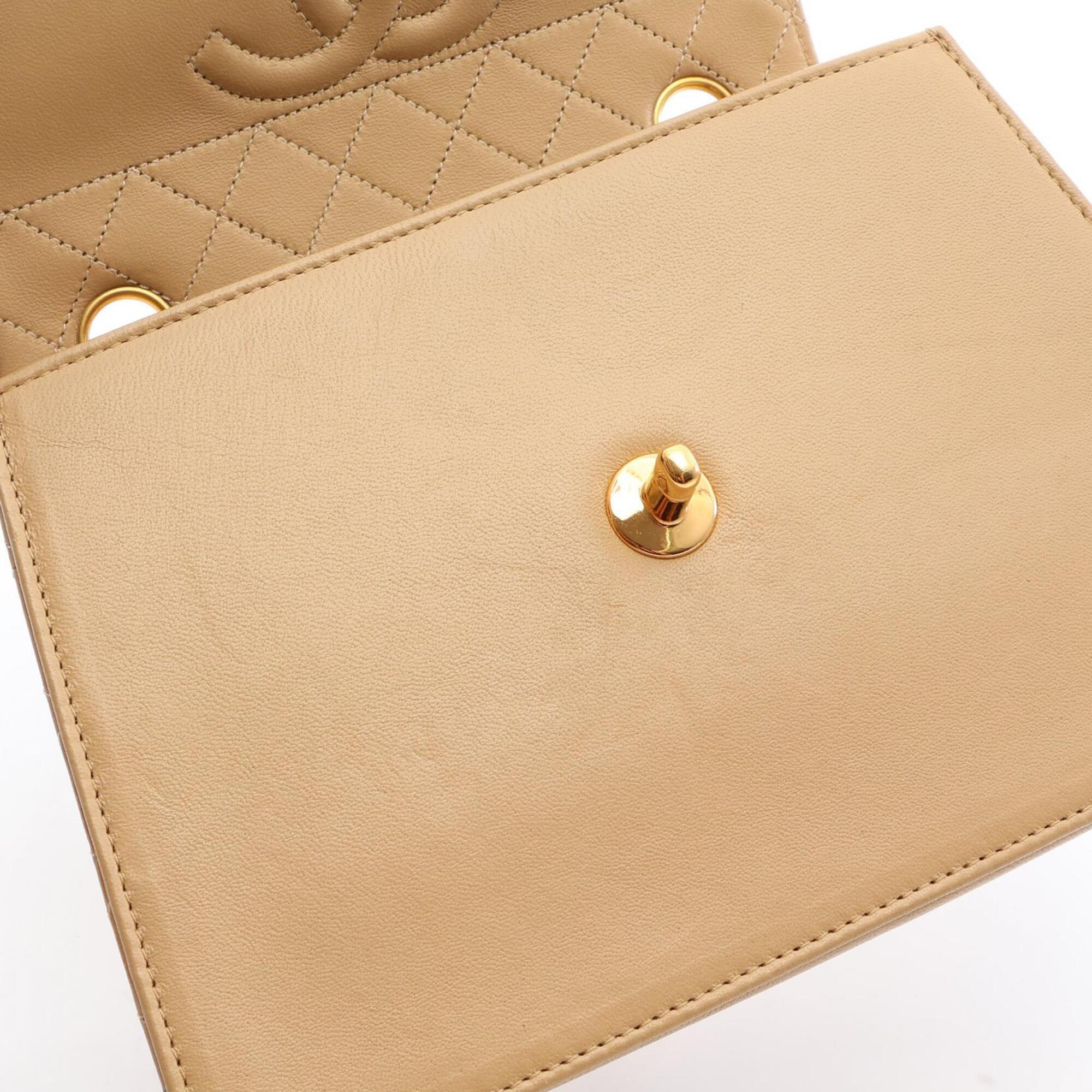 Chanel Beige Leather Handbag Shoulder Bag (Pre-Owned)