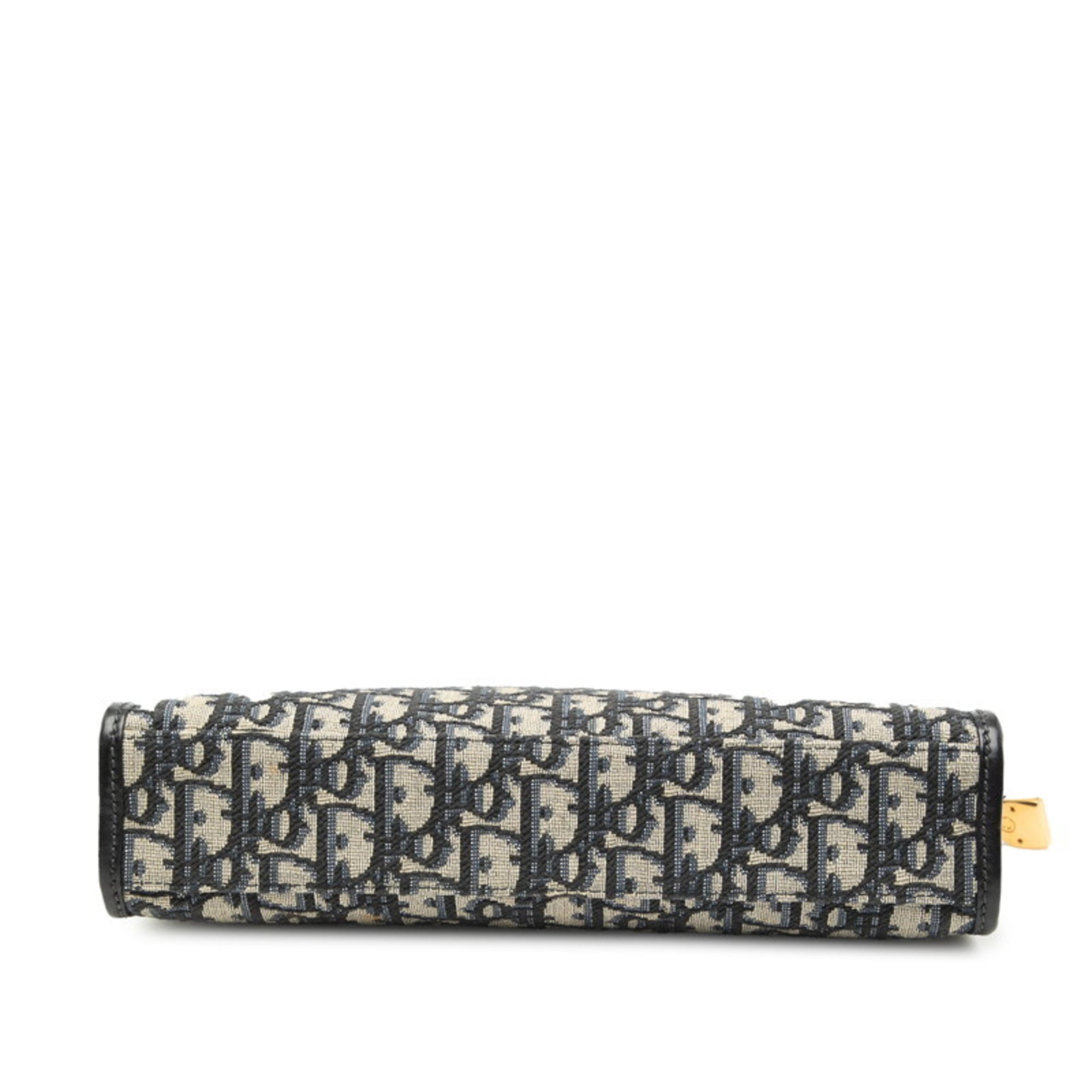 Christian Dior Navy Canvas Leather Clutch Bag (Pre-Owned)