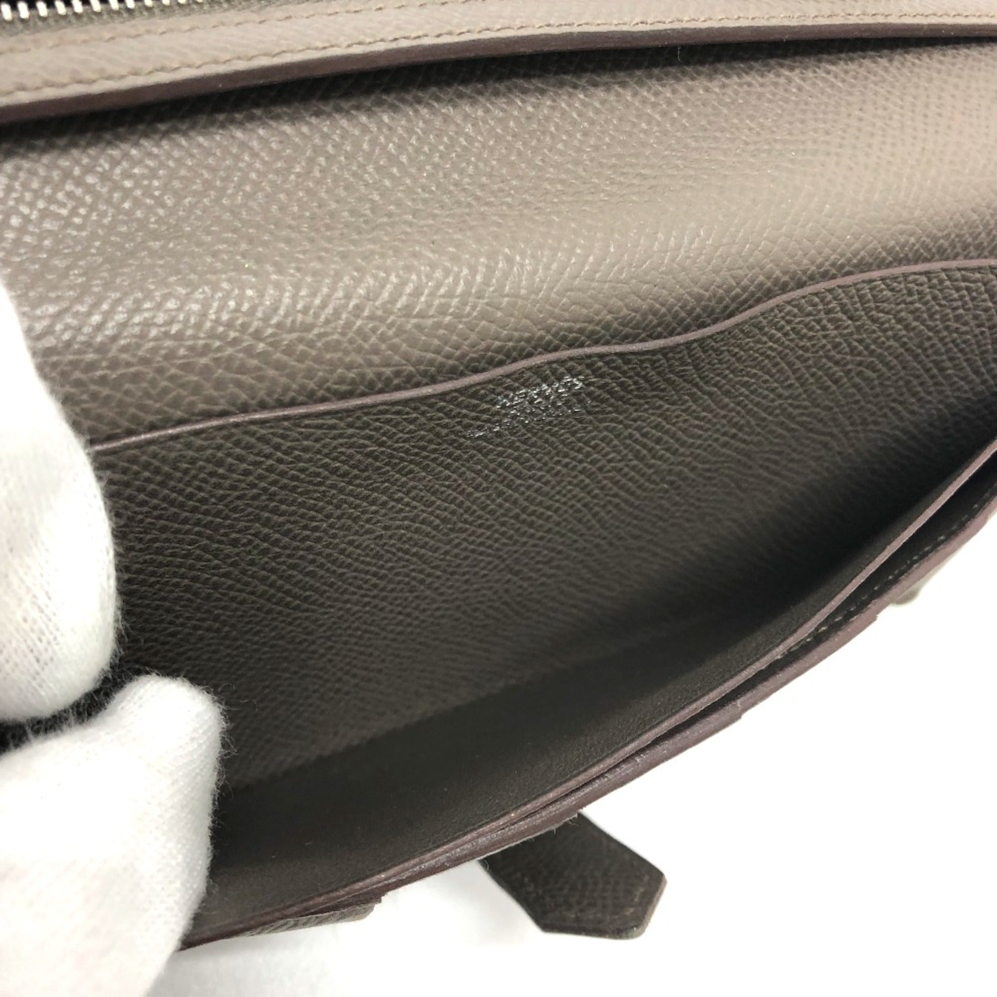 Hermes Gray Leather Long Wallet (Bi-Fold) (Pre-Owned)