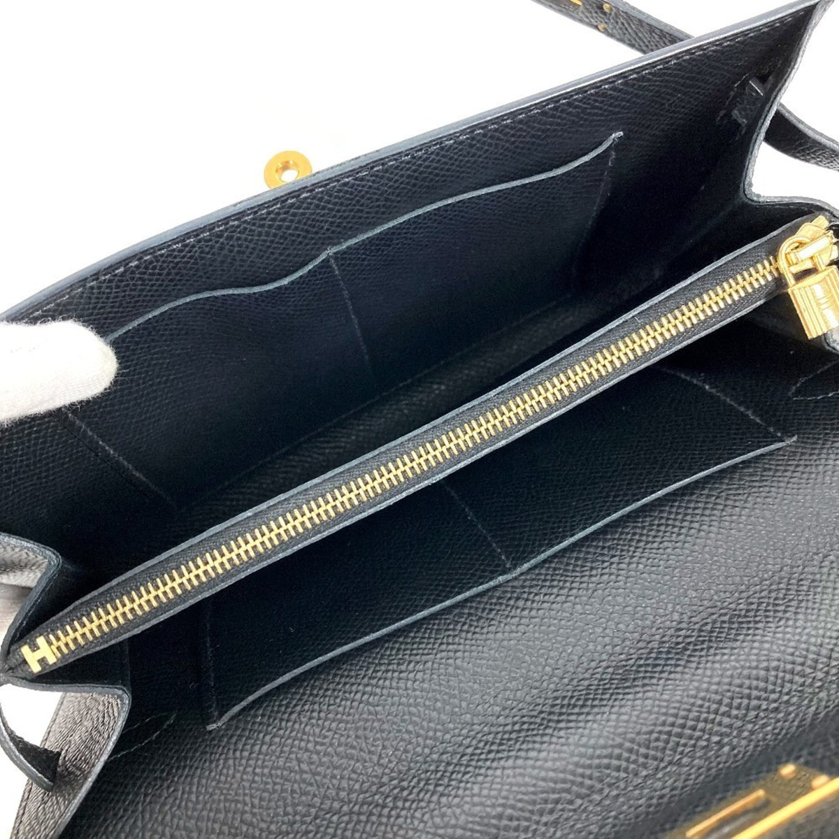 Hermes Black Epsom Leather Chain/Shoulder Wallet (Pre-Owned)