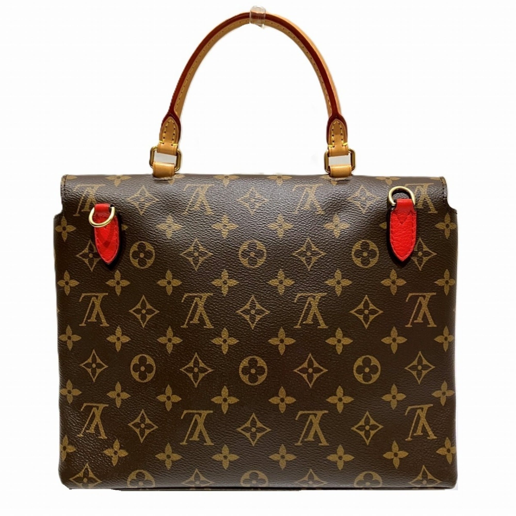Louis Vuitton Brown Monogram Red Color Monogram Leather Handbag (Pre-Owned)