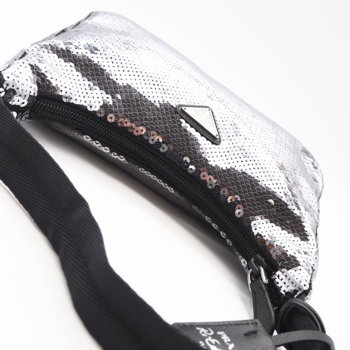 Prada Black Silver Nylon Spangles Handbag (Pre-Owned)