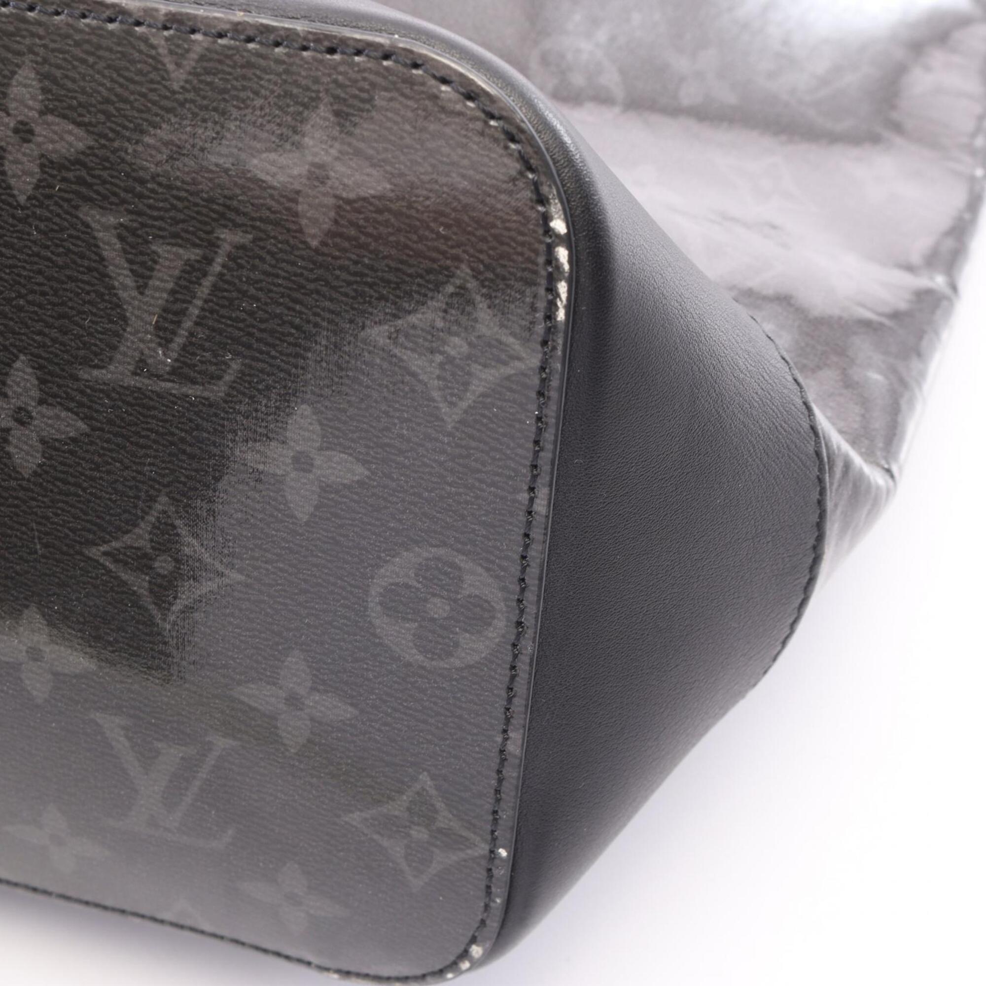 Louis Vuitton Black Coated Canvas Leather Backpack Handbag (Pre-Owned)