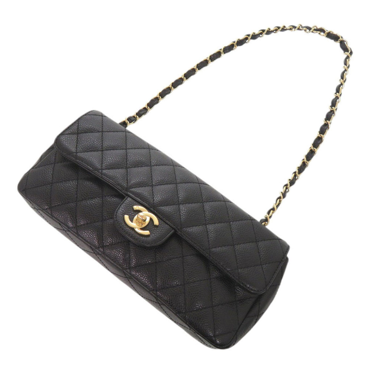 Chanel Black Grained Calfskin Shoulder Bag (Pre-Owned)