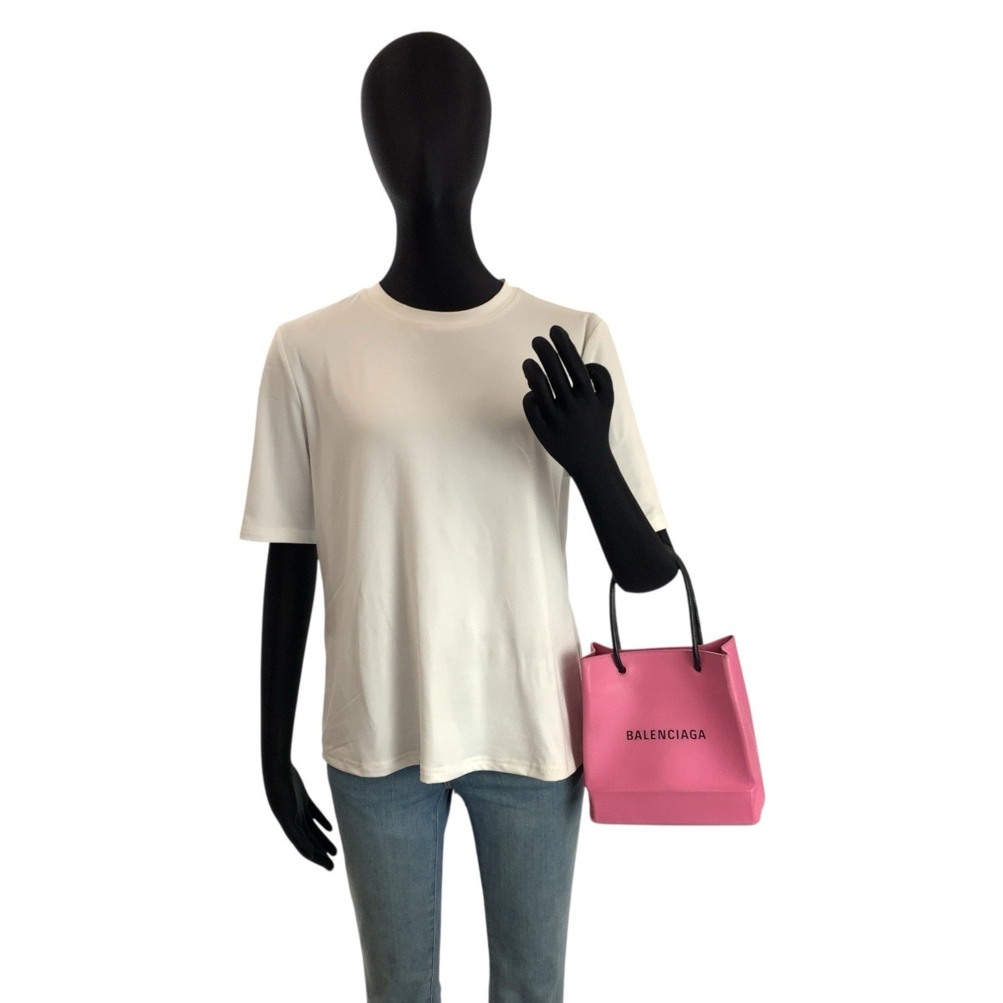Balenciaga Black Pink Leather Shoulder Bag Tote Bag (Pre-Owned)