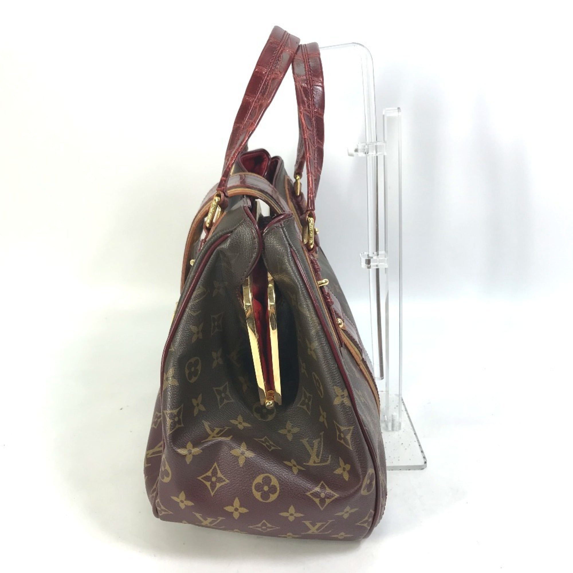Louis Vuitton Monogram Mirage Brown Red Color Canvas Boston Bag Shoulder Bag (Pre-Owned)