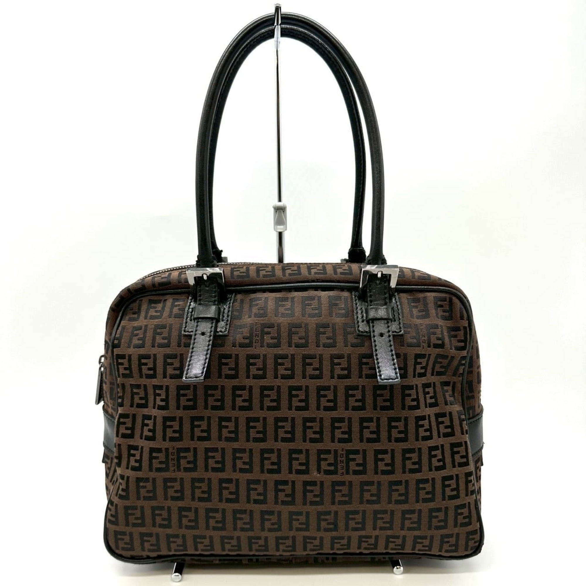 Fendi Dark Brown Canvas Handbag Tote Bag (Pre-Owned)