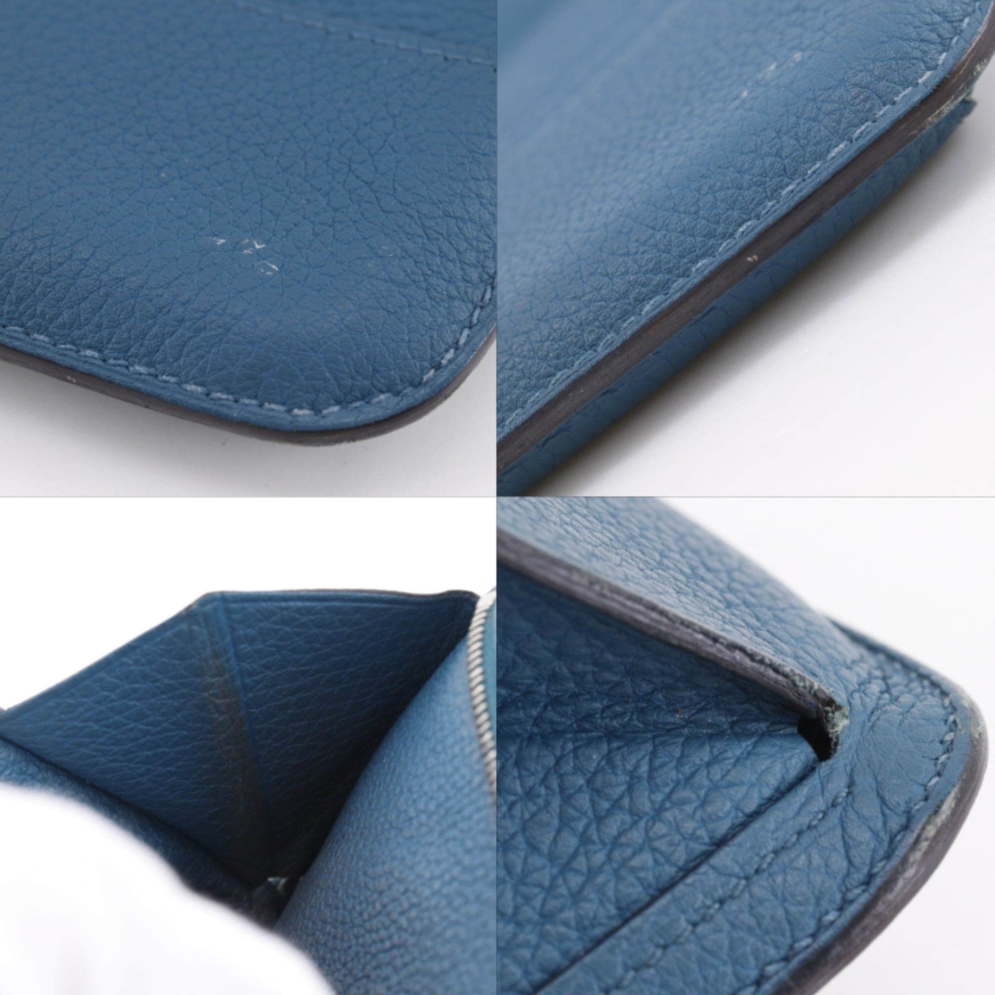 Hermes Dogon Blue Taurillon Clemence Leather Long Wallet (Bi-Fold) (Pre-Owned)