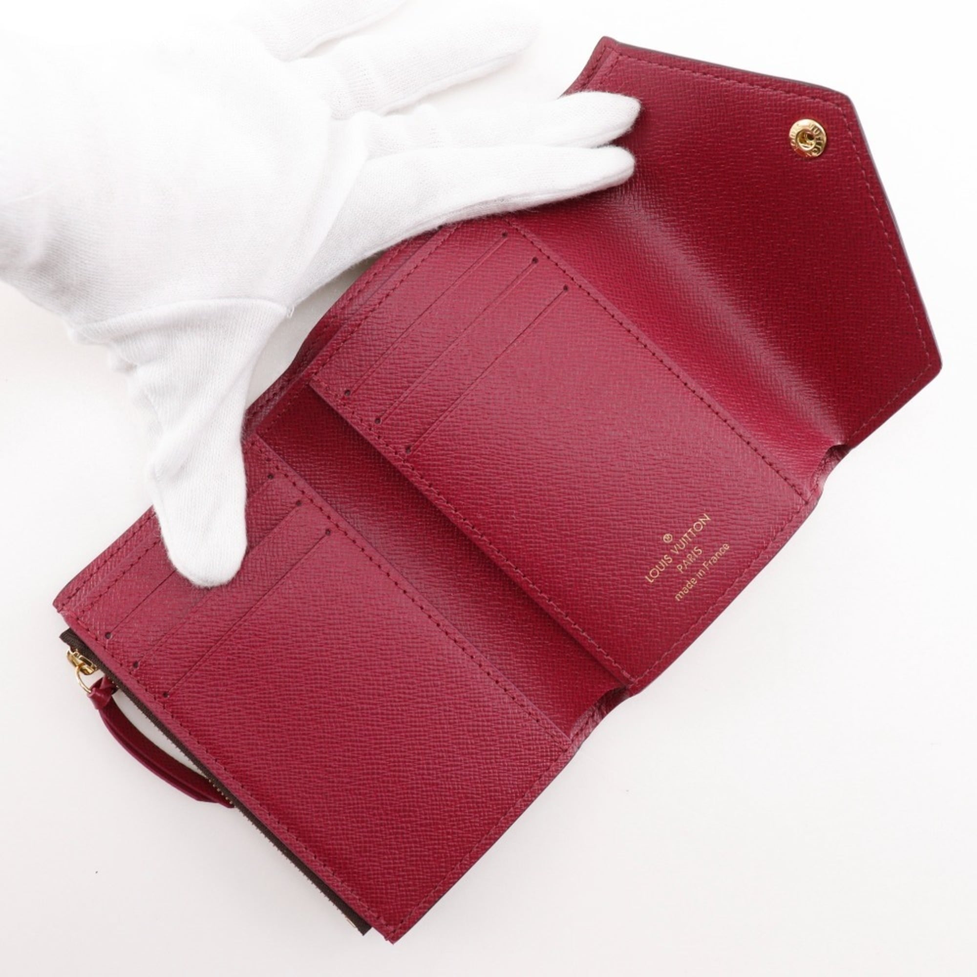Louis Vuitton Brown Fuchsia Monogram Canvas Wallet (Tri-Fold) (Pre-Owned)
