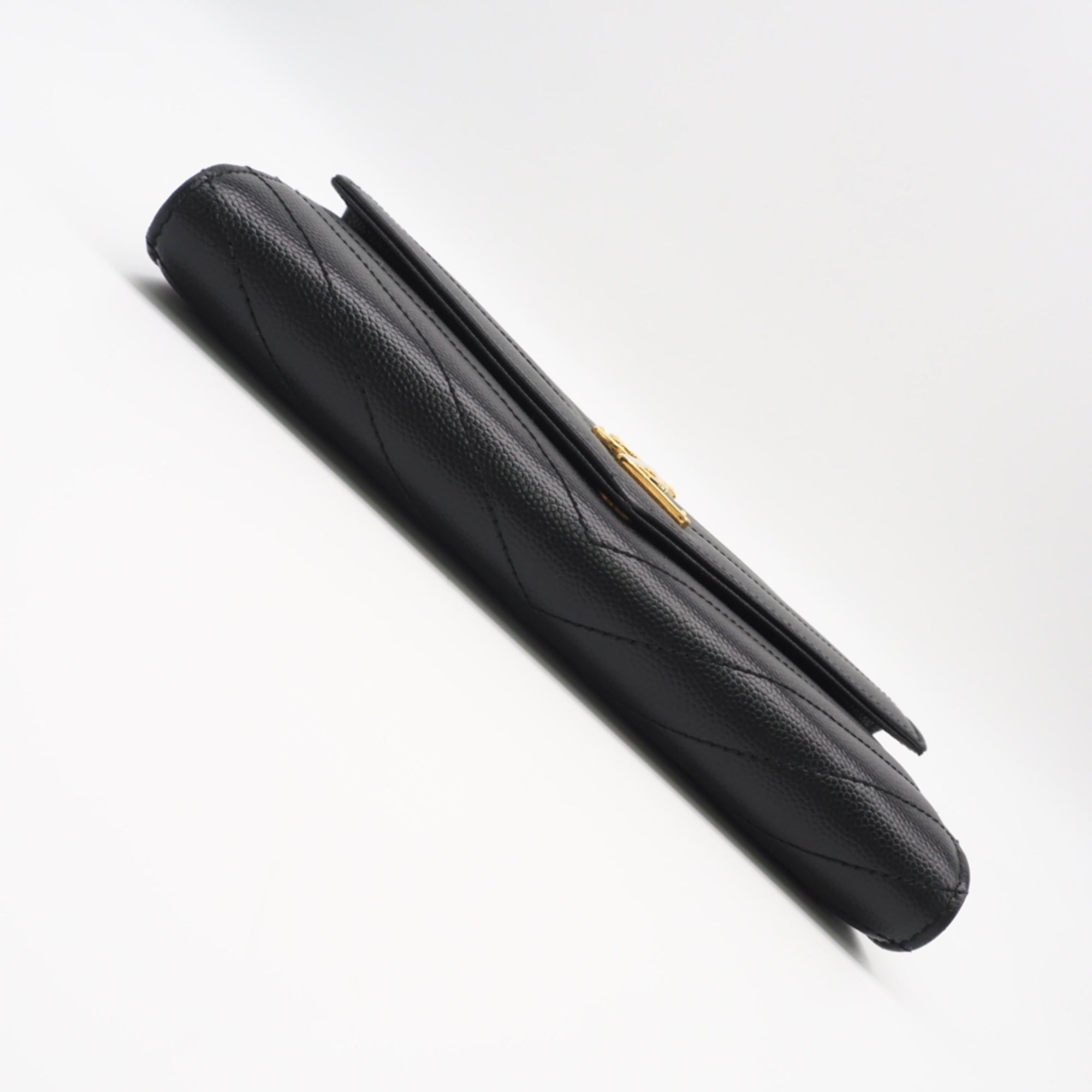 Yves Saint Laurent Black Leather Long Wallet (Bi-Fold) (Pre-Owned)