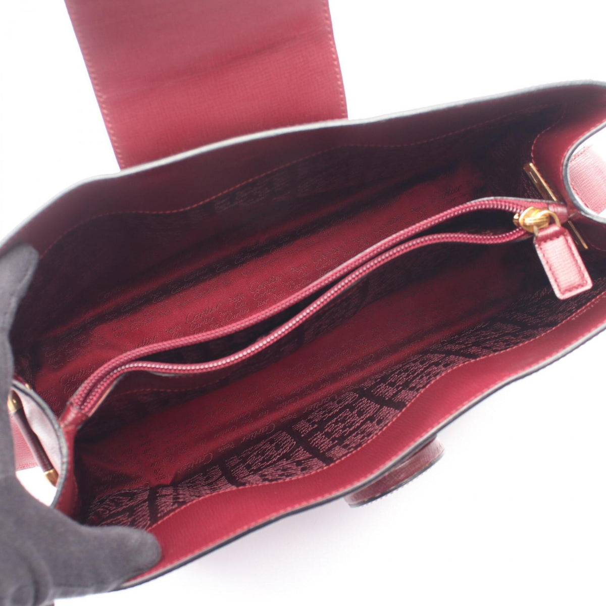 Cartier Bordeaux Leather Handbag Shoulder Bag (Pre-Owned)