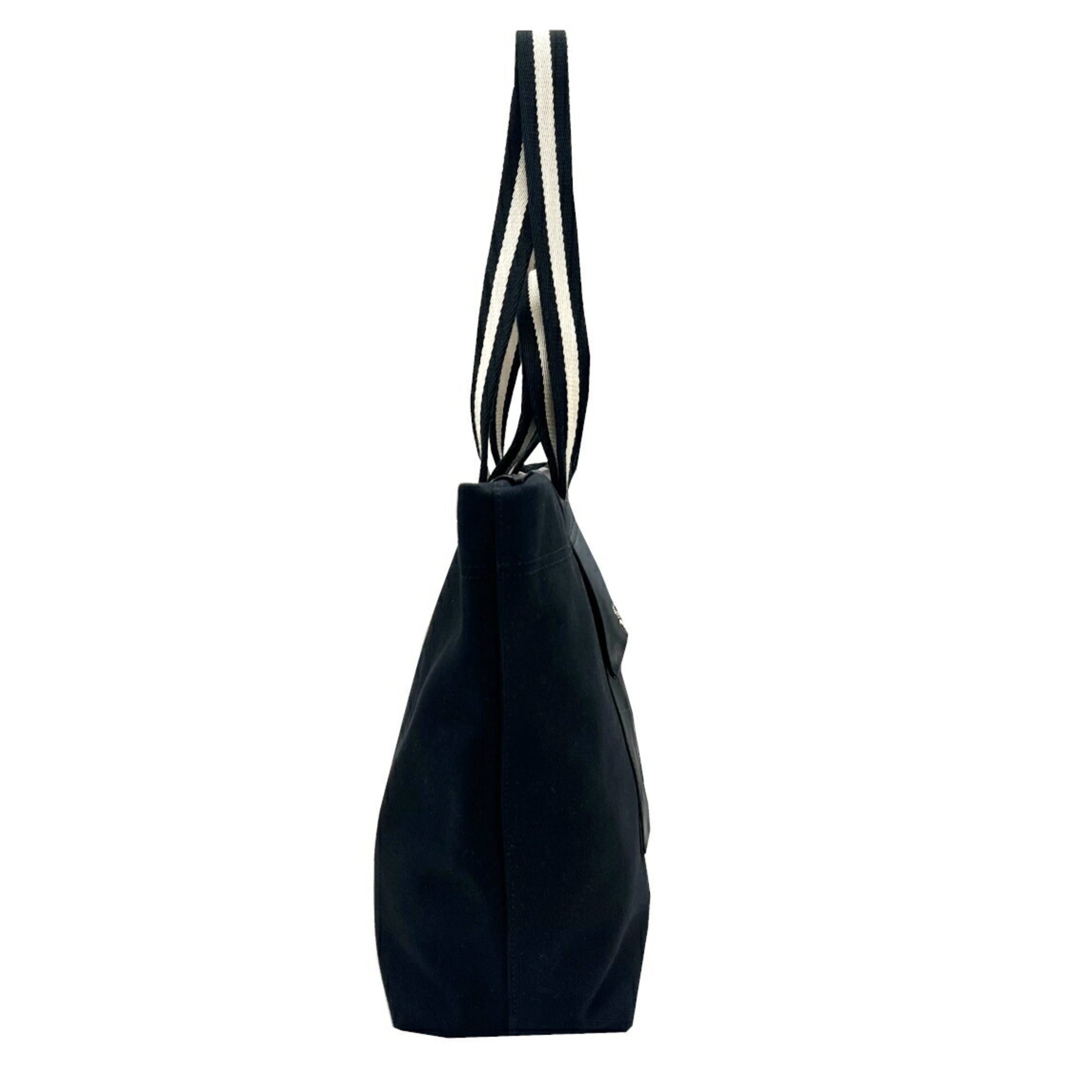 Bally Black Canvas Leather Shoulder Bag Tote Bag (Pre-Owned)