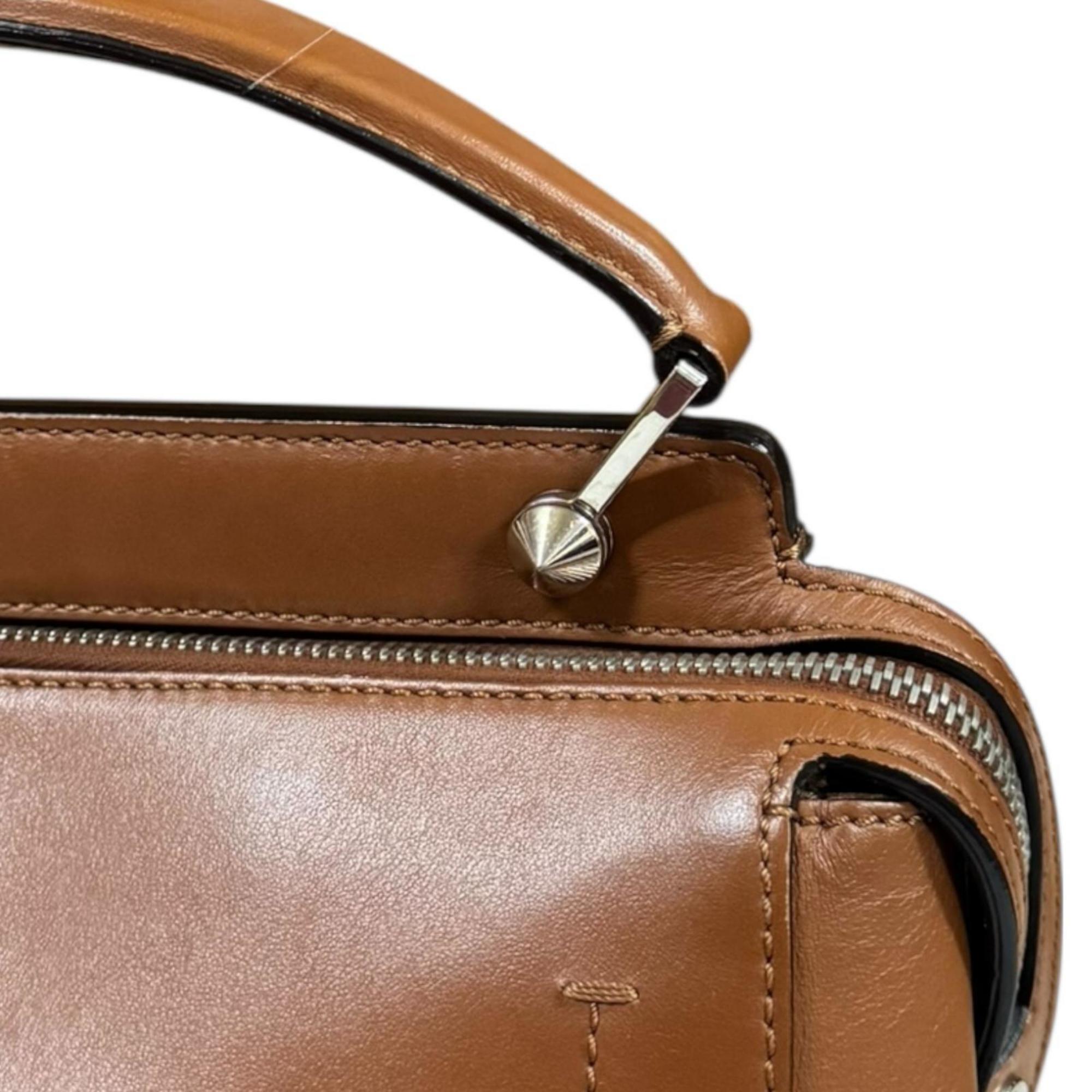 Fendi Dotcom Brown Leather Shoulder Bag (Pre-Owned)