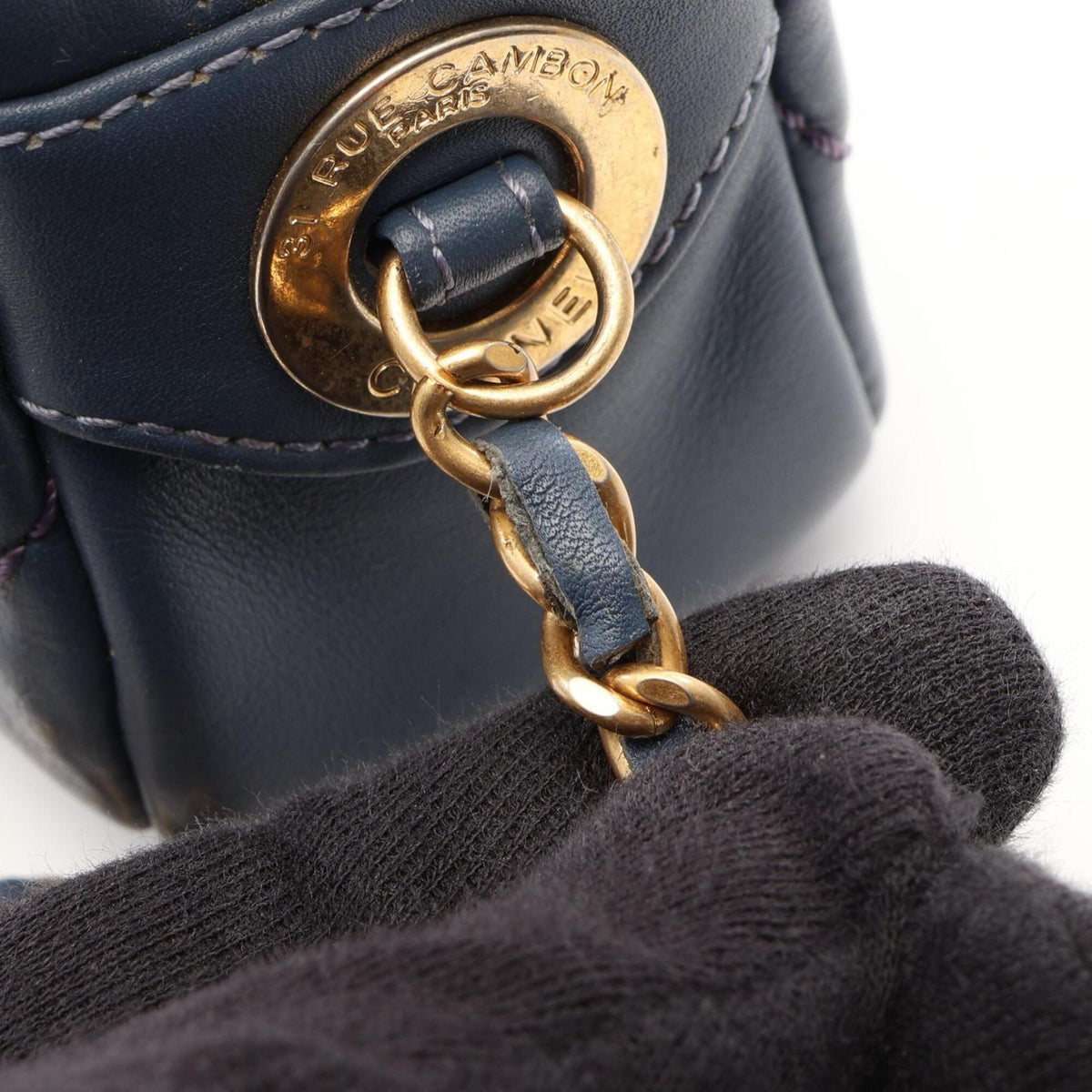 Chanel Blue Leather Handbag Shoulder Bag (Pre-Owned)