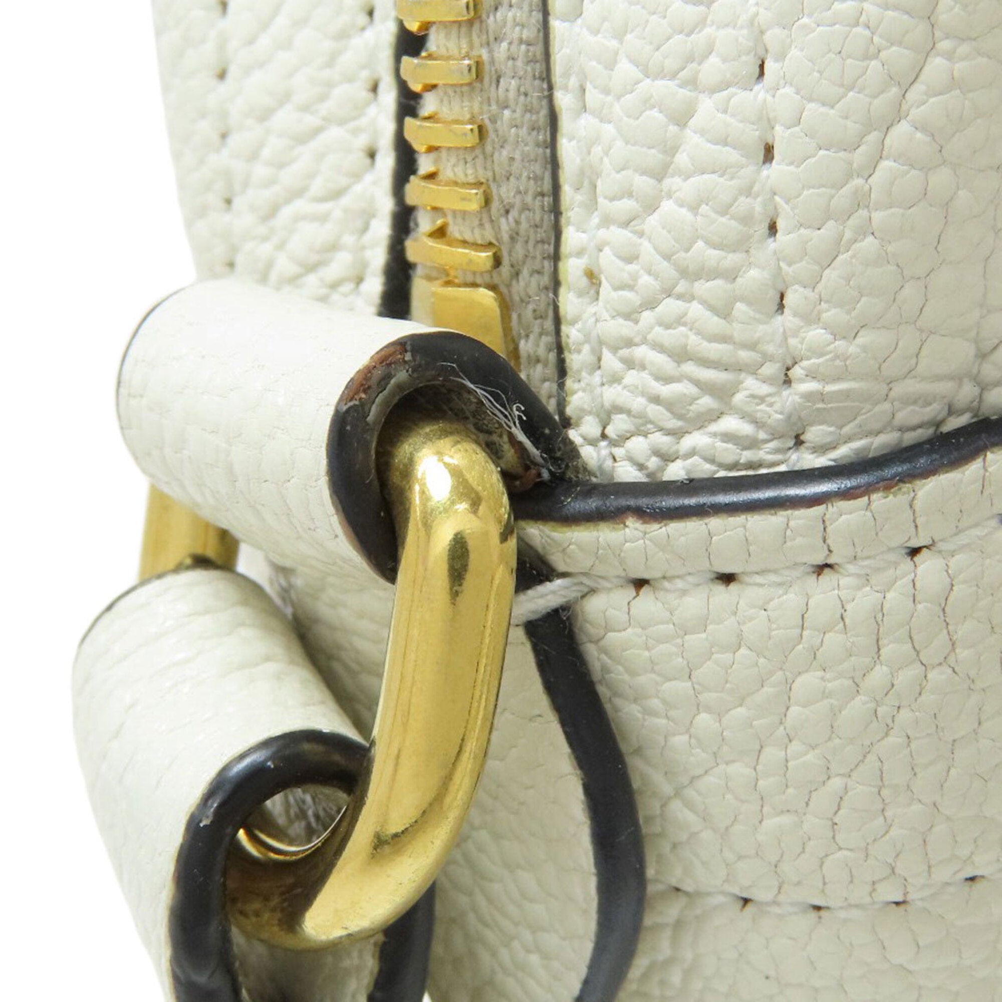 Miu Miu Brown White Leather Shoulder Bag (Pre-Owned)