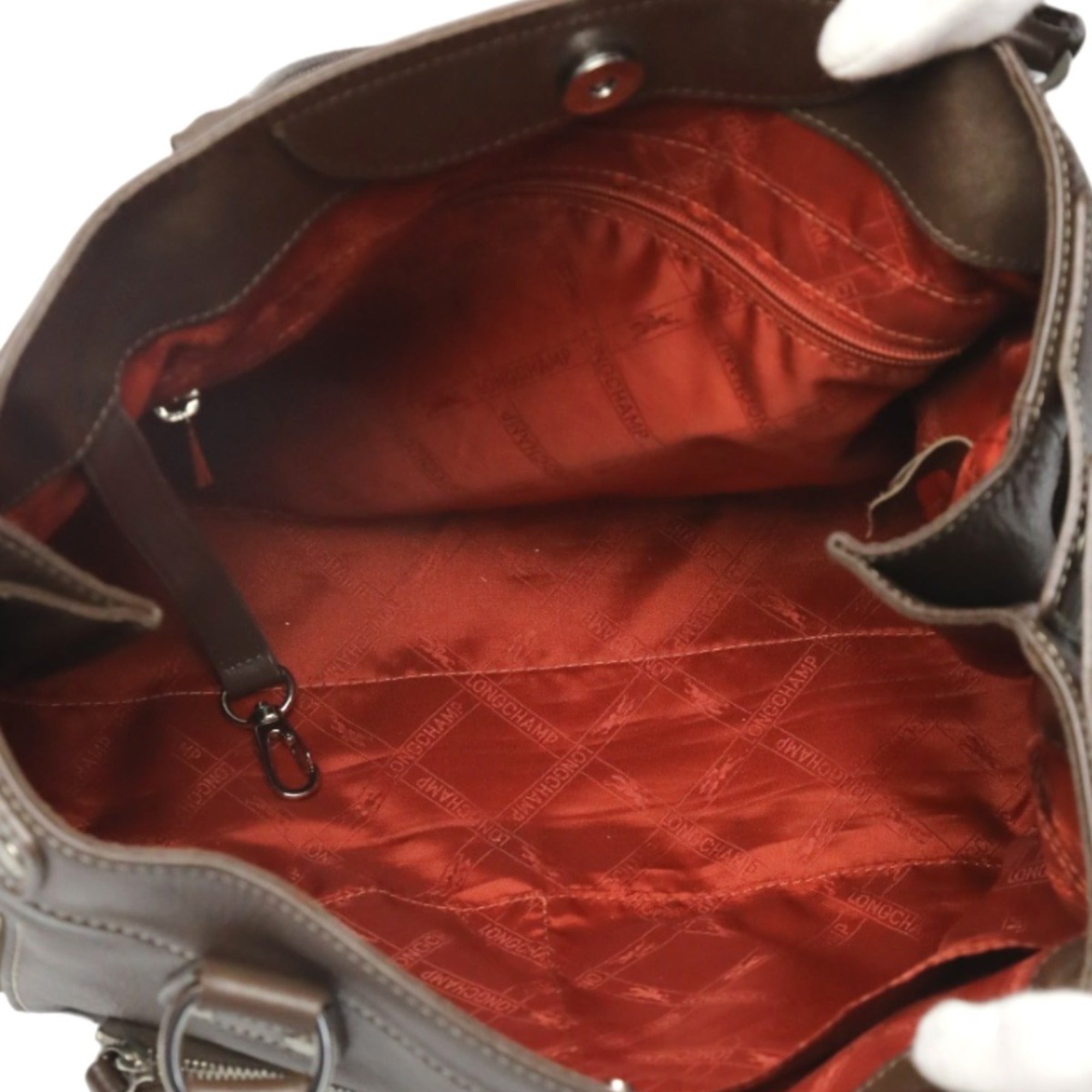 Longchamp Brown Leather Handbag Tote Bag (Pre-Owned)