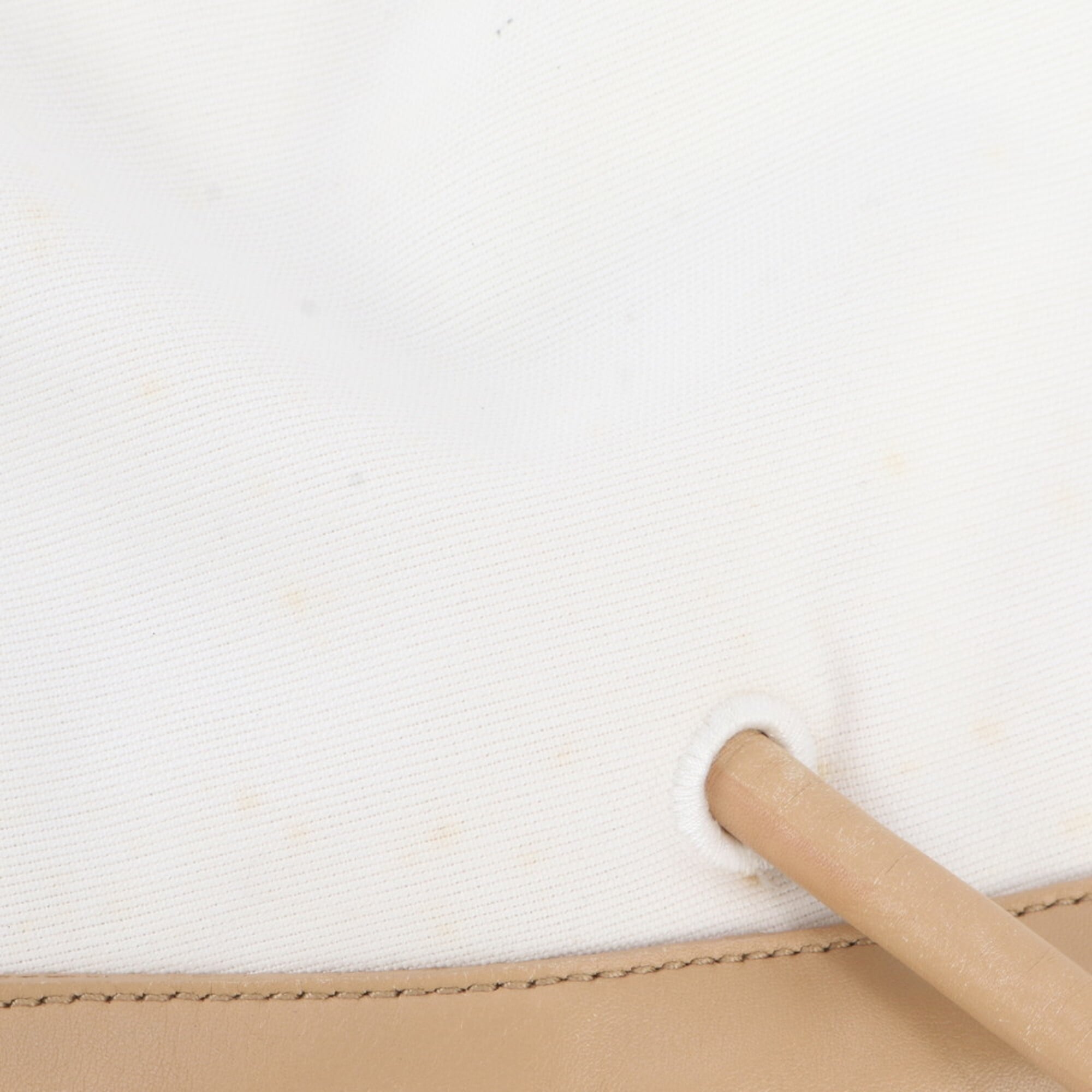 Gucci Beige White Leather Handbag Tote Bag (Pre-Owned)