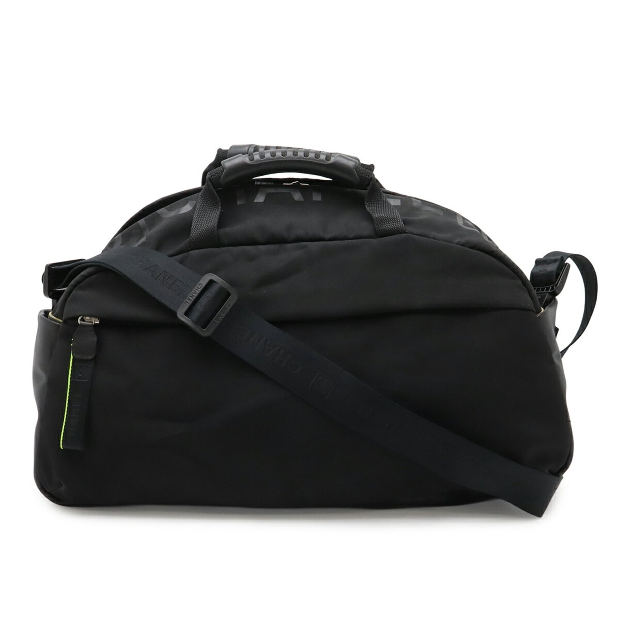 Chanel Black Yellow Nylon Rubber Boston Bag Shoulder Bag (Pre-Owned)