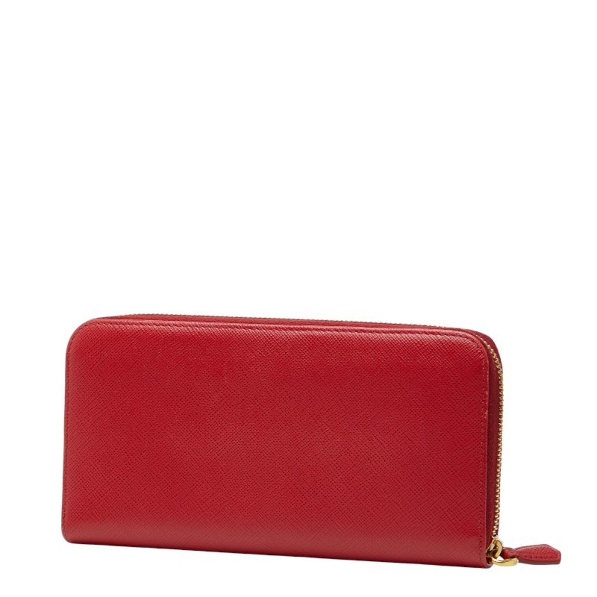 Prada Red Color Leather Long Wallet (Bi-Fold) (Pre-Owned)