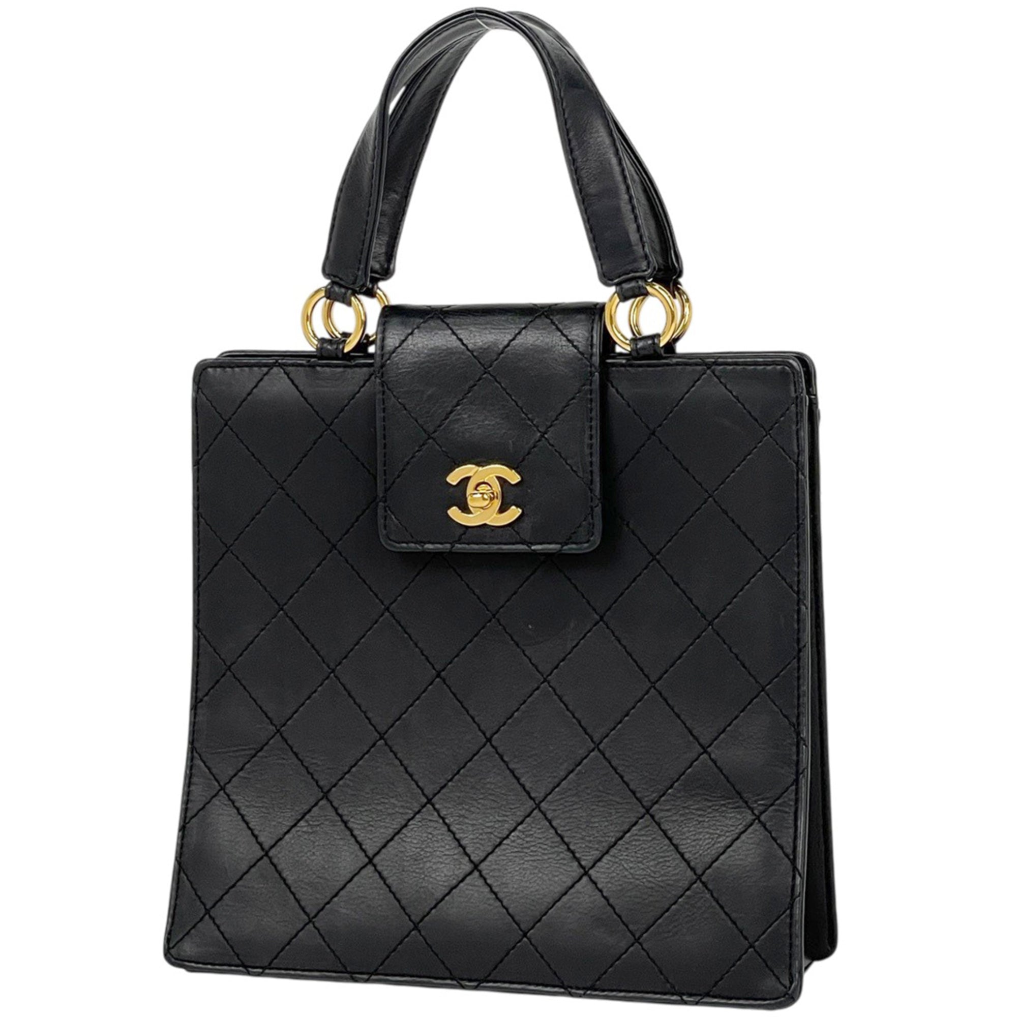 Chanel Matelasse Black Leather Handbag (Pre-Owned)
