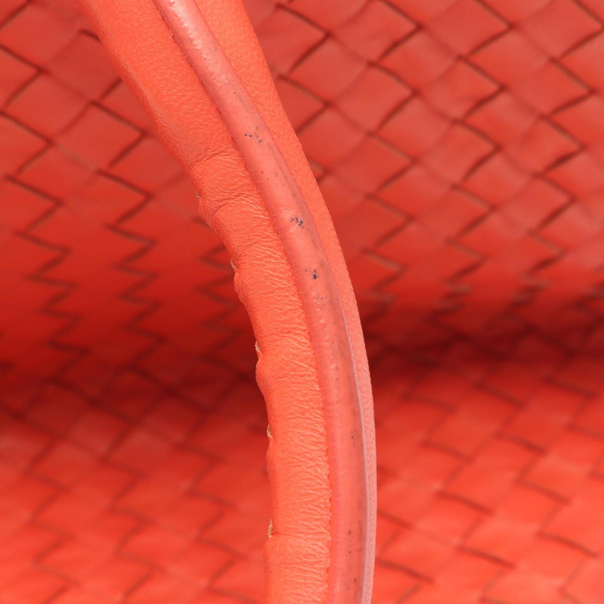 Bottega Veneta Orange Intrecciato Handbag Tote Bag (Pre-Owned)