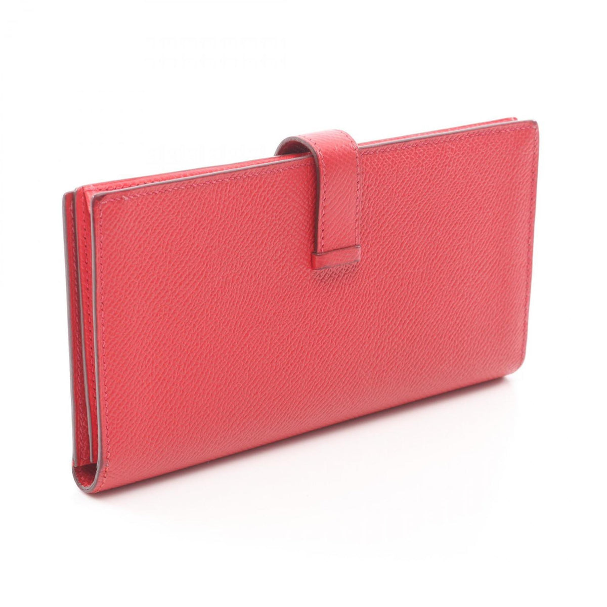 Hermes Red Color Rouge Casaque Leather Long Wallet (Bi-Fold) (Pre-Owned)