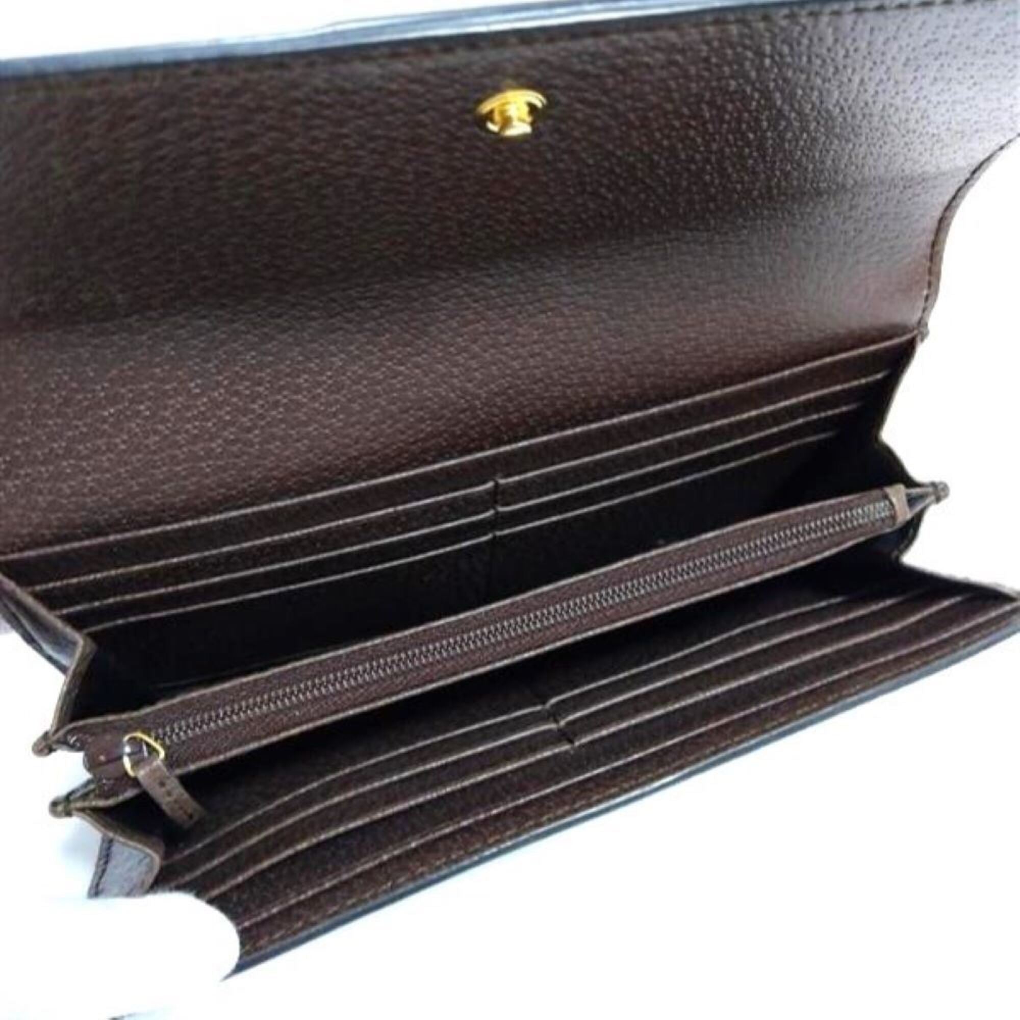 Gucci Black Brown Gg Supreme Canvas Long Wallet (Bi-Fold) (Pre-Owned)