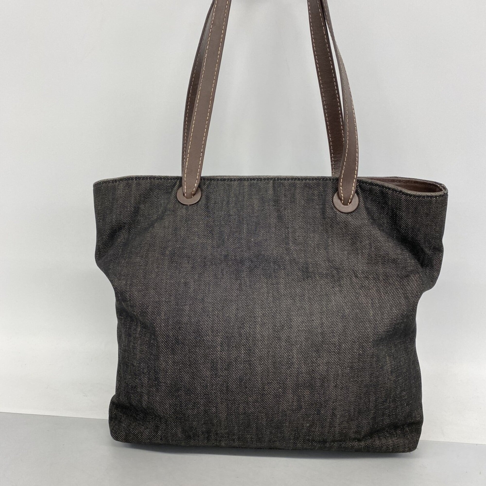 Chanel Black Brown Denim Tote Bag (Pre-Owned)