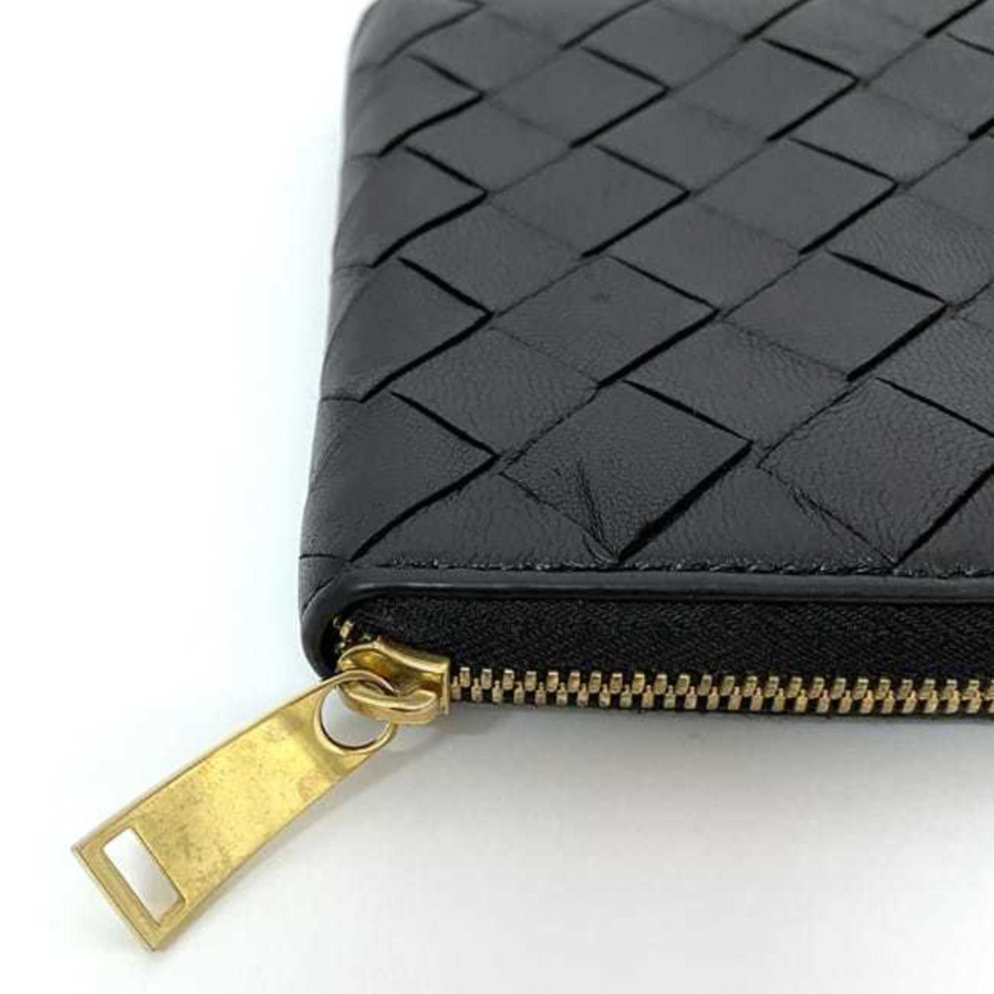 Bottega Veneta Black Leather Coin Purse/Coin Case (Pre-Owned)