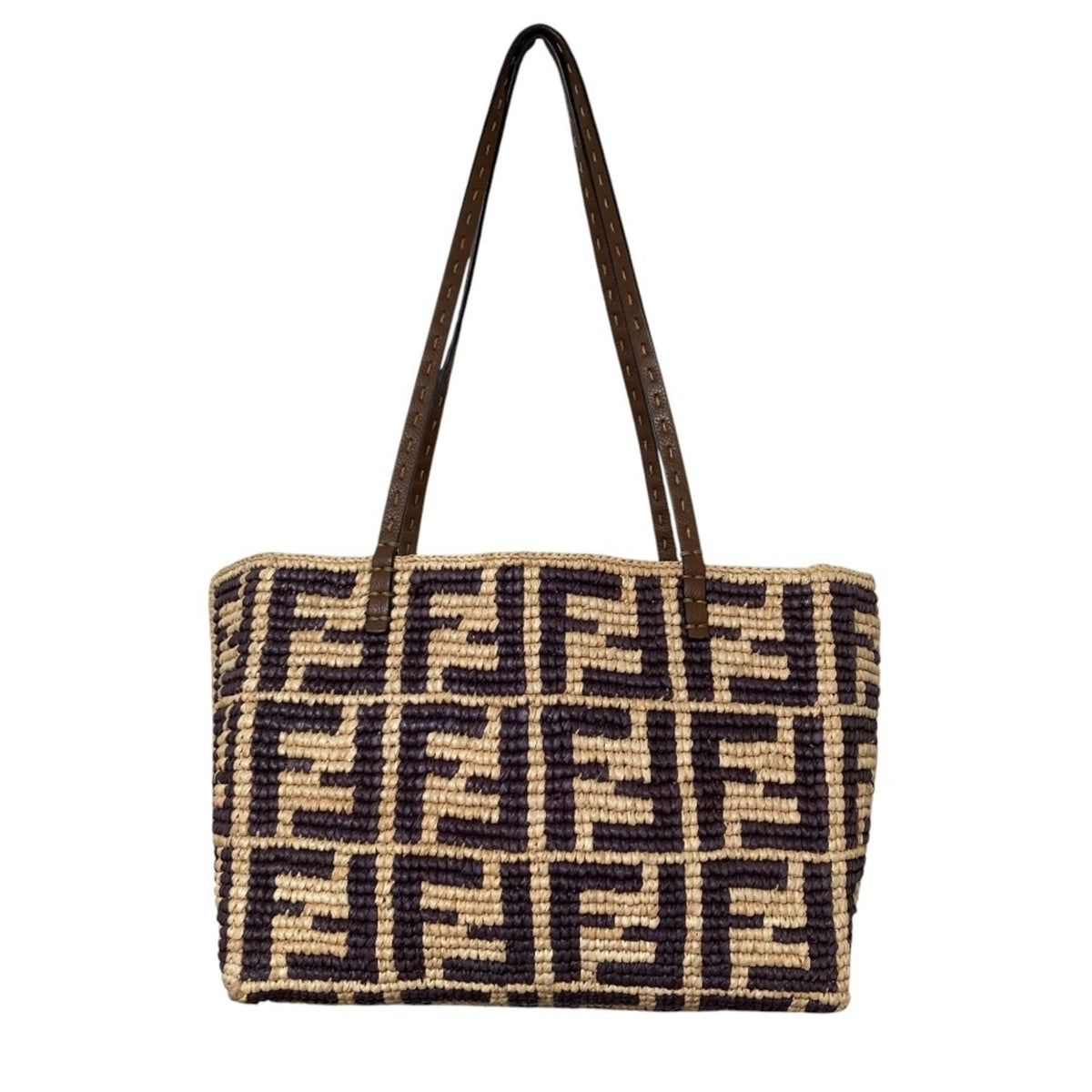Fendi Brown Raffia Tote Bag (Pre-Owned)