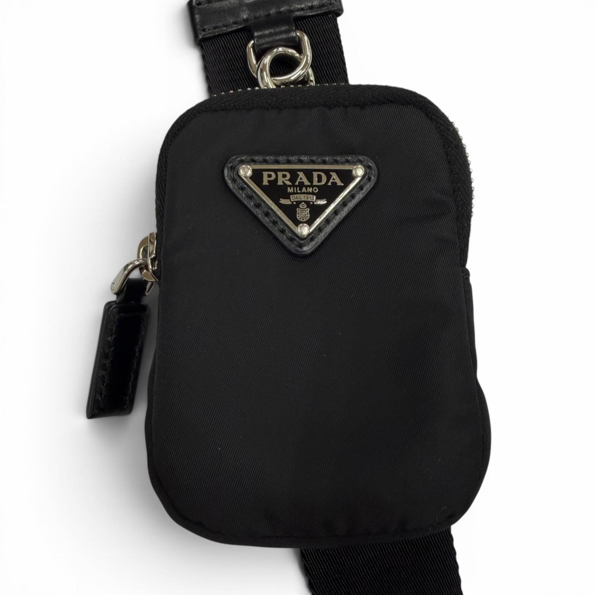 Prada Black Nylon Leather Pouch Shoulder Bag (Pre-Owned)