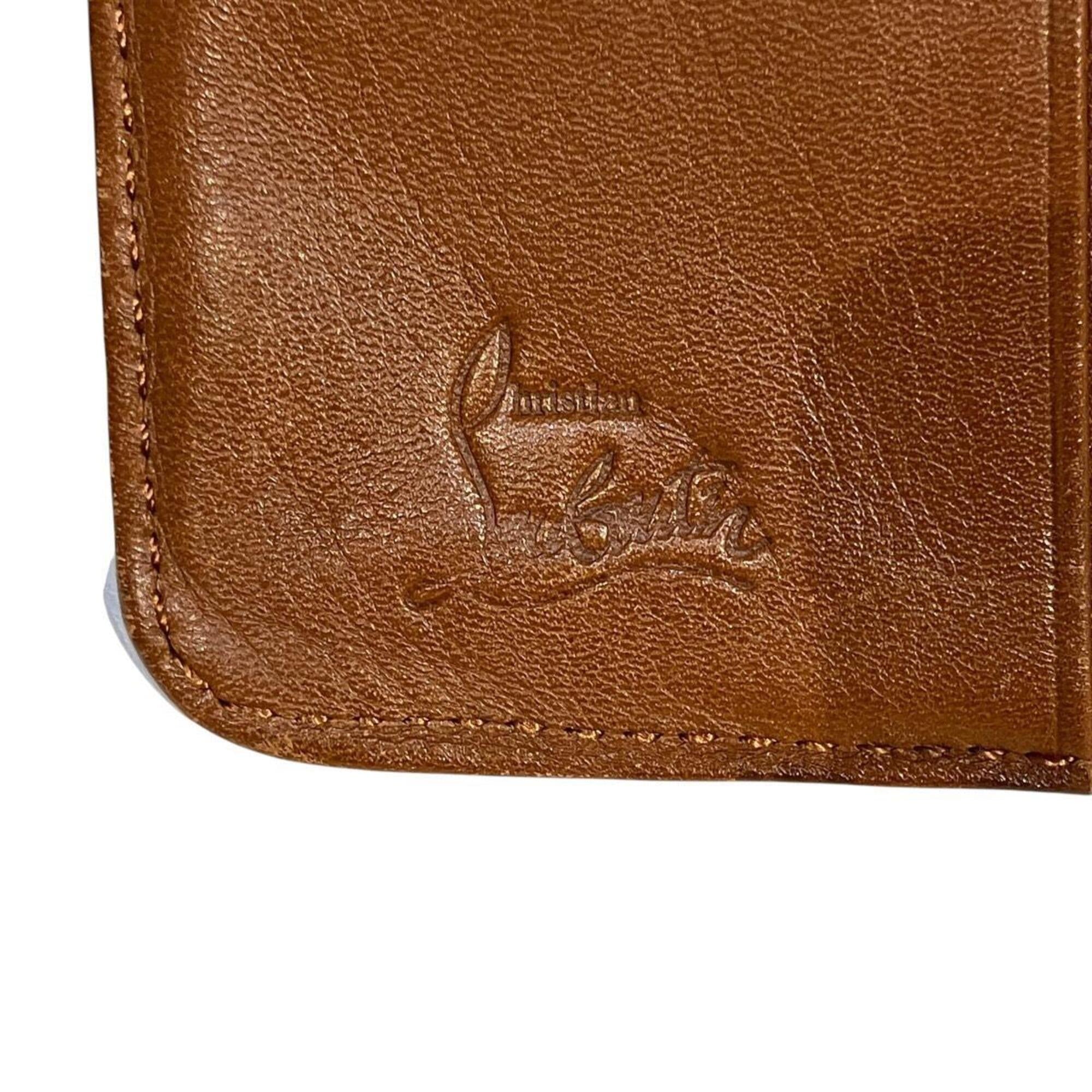 Christian Louboutin Brown Orange Leather Wallet (Bi-Fold) (Pre-Owned)