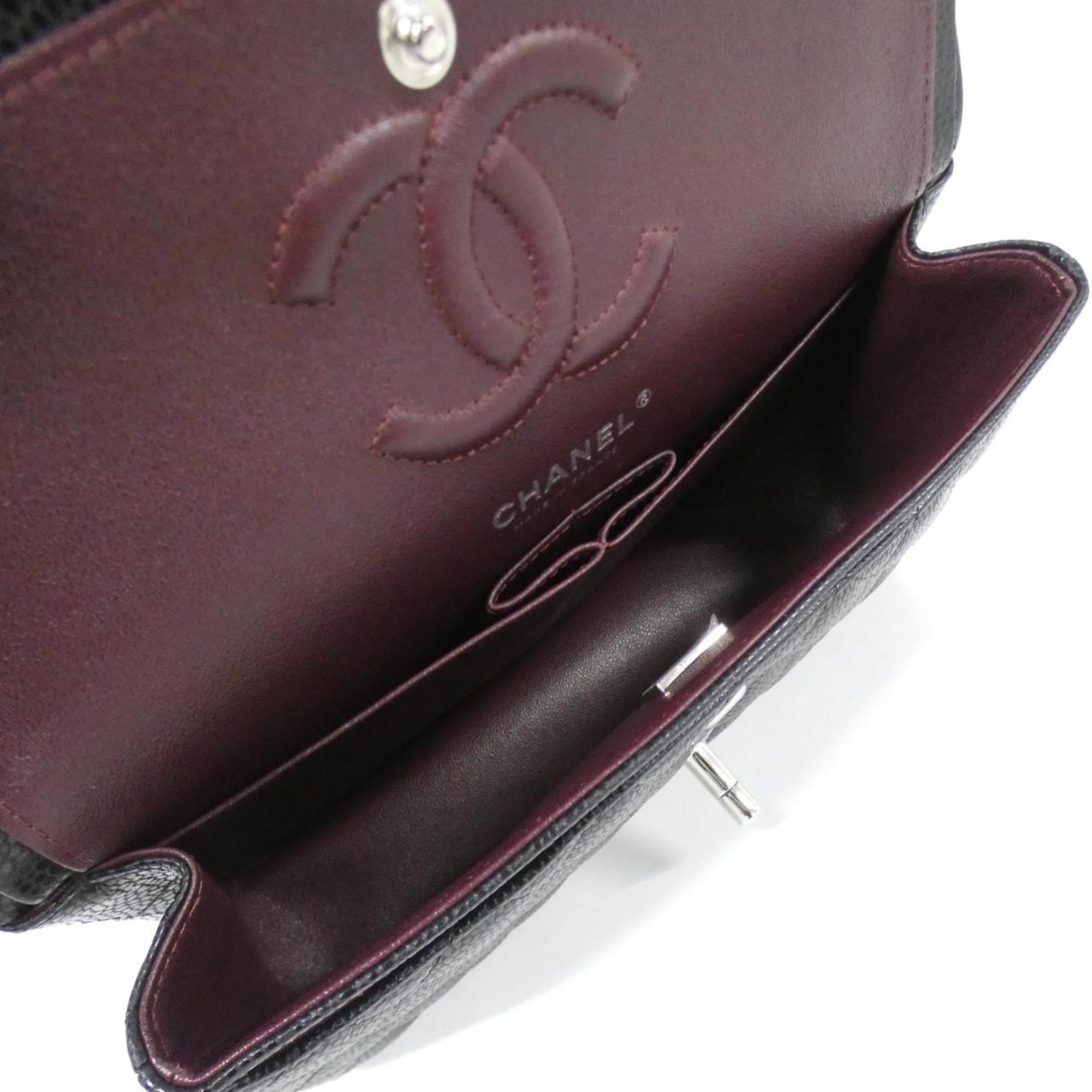 Chanel Black Bordeaux Grained Calfskin Shoulder Bag (Pre-Owned)