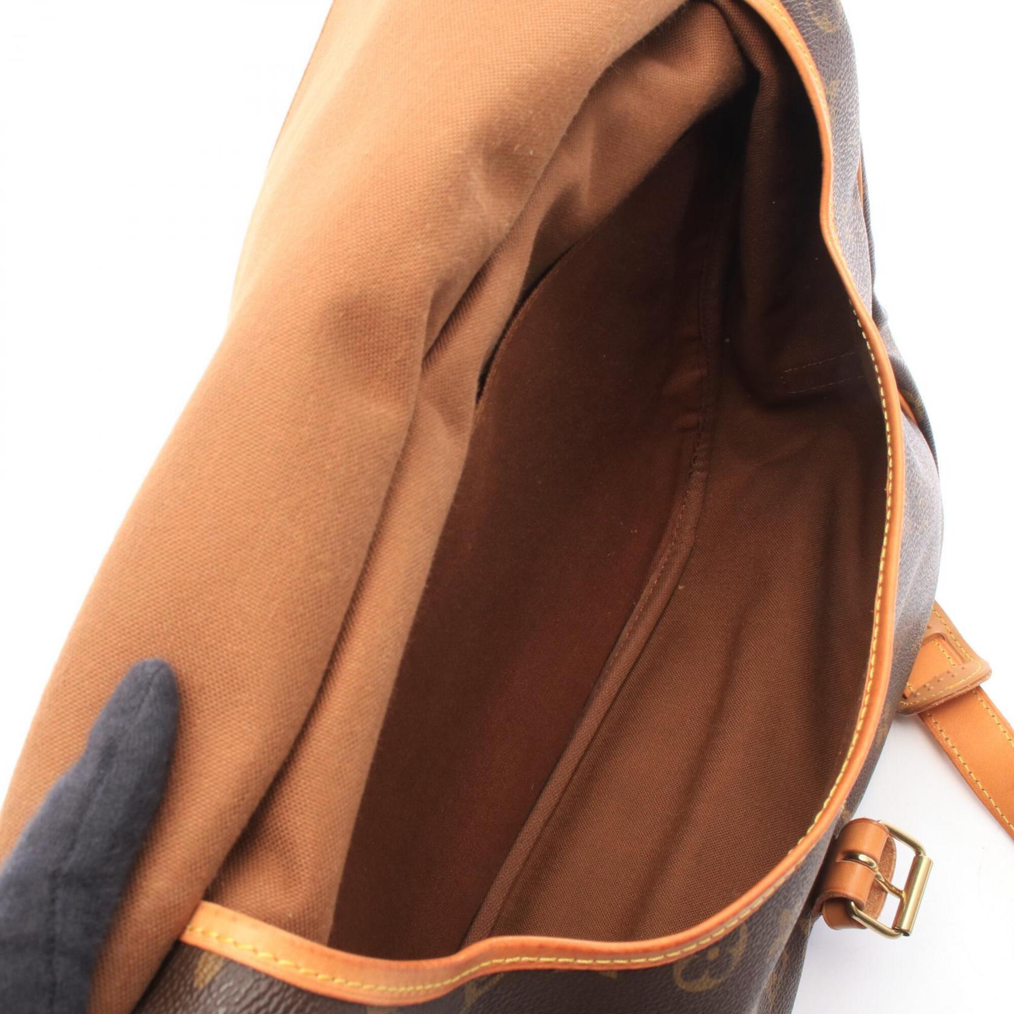Louis Vuitton Brown Coated Canvas Leather Handbag Shoulder Bag (Pre-Owned)