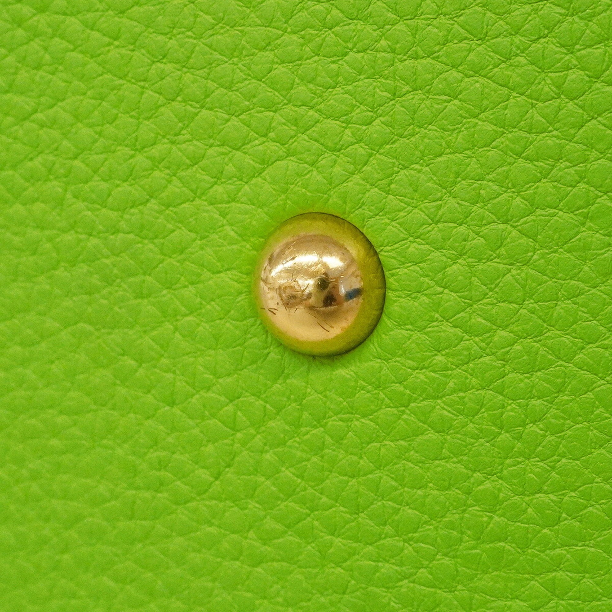 Hermes Apple Green Taurillon Clemence Leather Handbag (Pre-Owned)