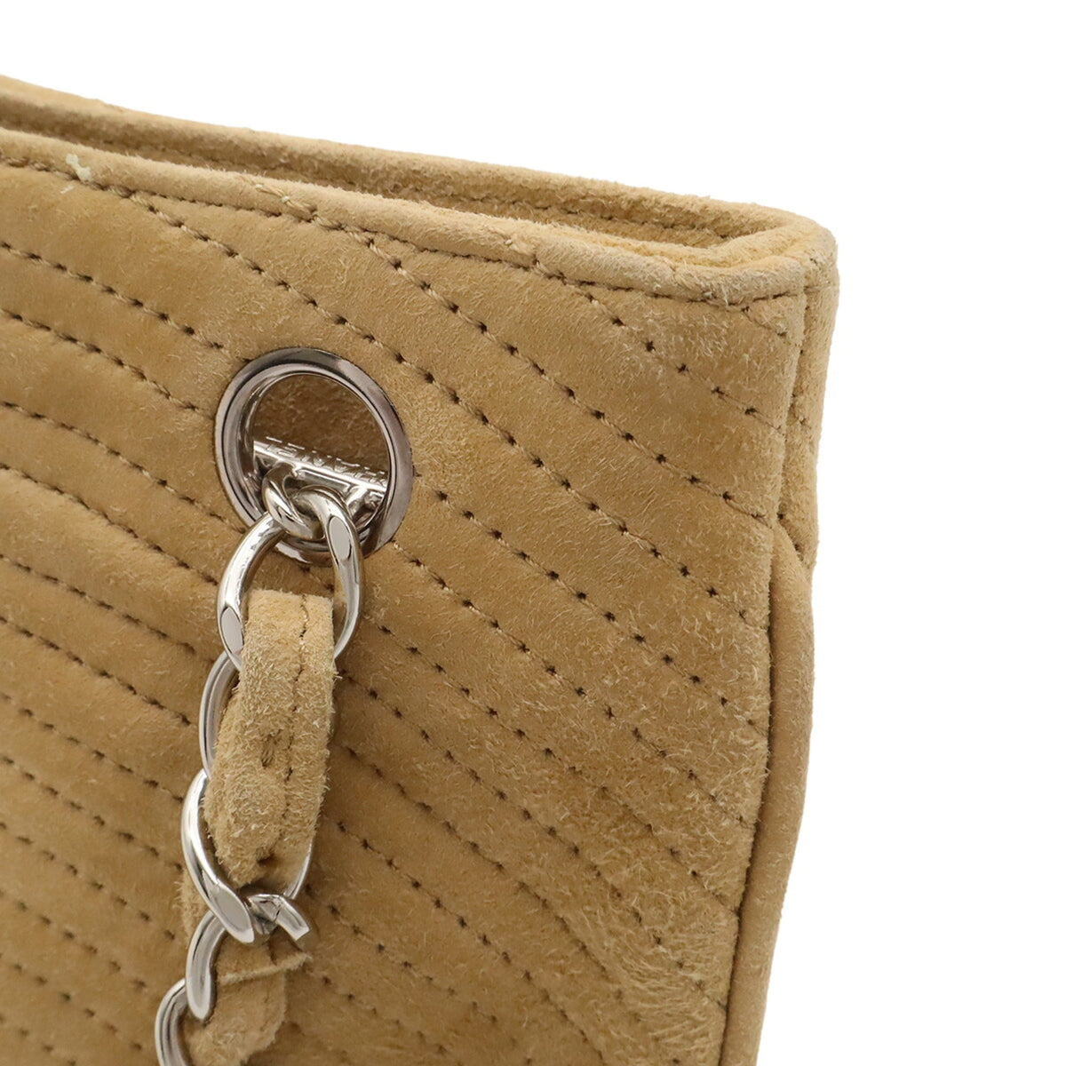 Chanel Beige Suede Shoulder Bag Tote Bag (Pre-Owned)