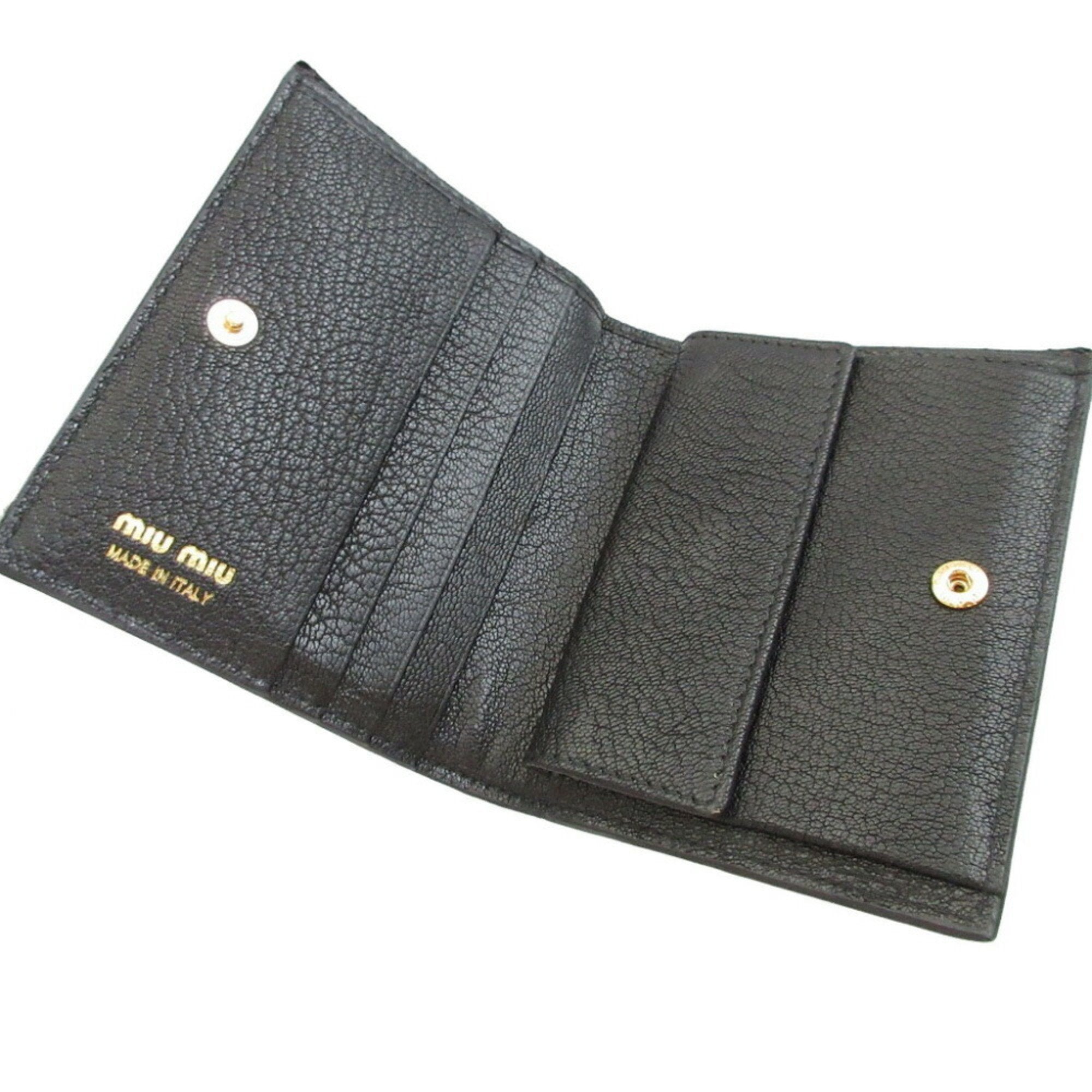 Miu Miu Black Canvas Leather Middle Wallet (Tri-Fold) (Pre-Owned)