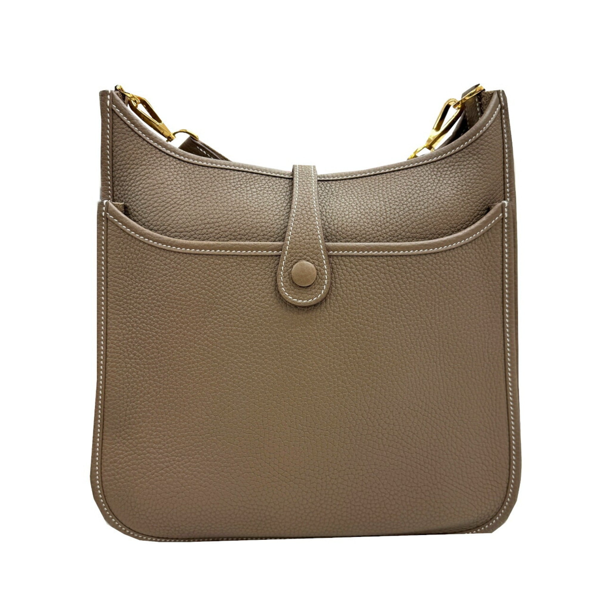 Hermes Etoupe Gray Taurillon Clemence Leather Shoulder Bag (Pre-Owned)