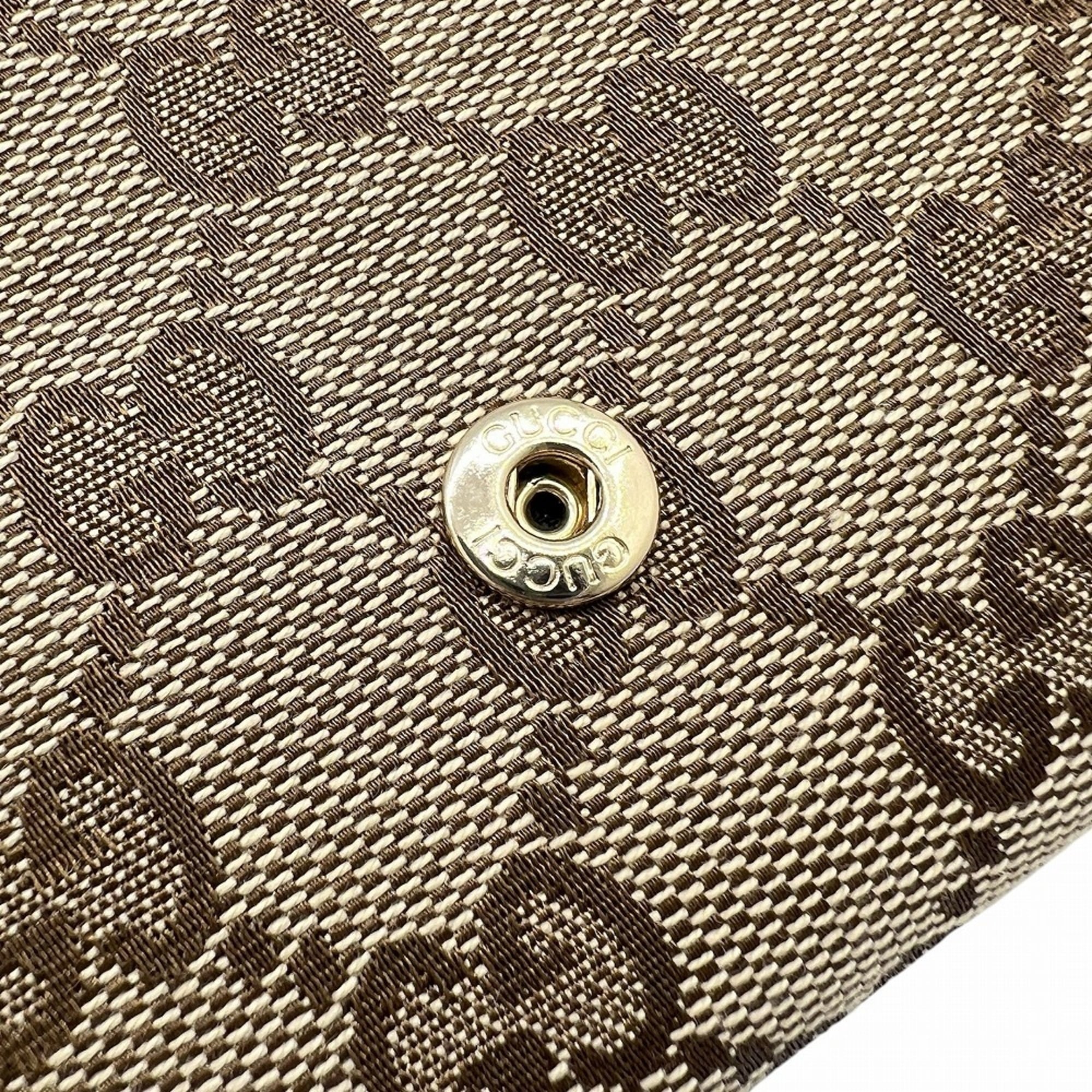 Gucci Beige Brown Canvas Leather Wallet (Bi-Fold) (Pre-Owned)