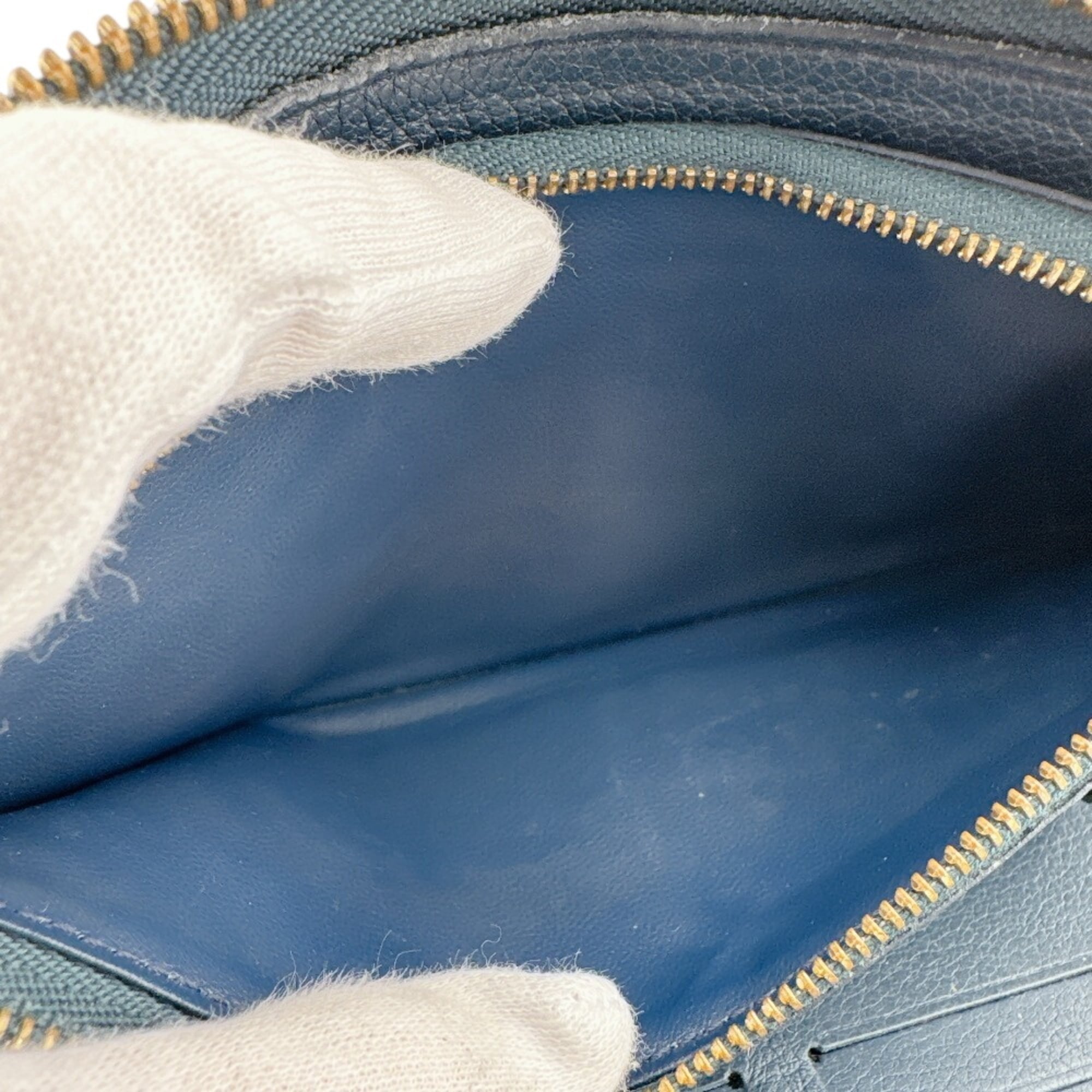 Louis Vuitton Navy Leather Long Wallet (Bi-Fold) (Pre-Owned)