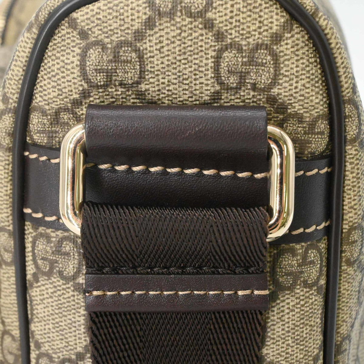 Gucci Beige Brown Gg Supreme Leather Shoulder Bag (Pre-Owned)